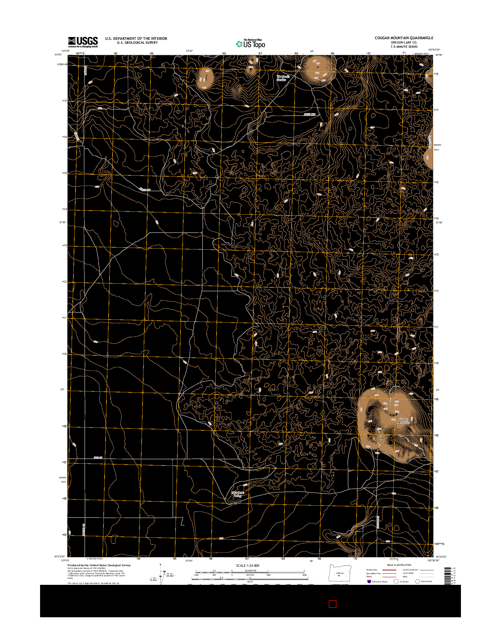 USGS US TOPO 7.5-MINUTE MAP FOR COUGAR MOUNTAIN, OR 2014