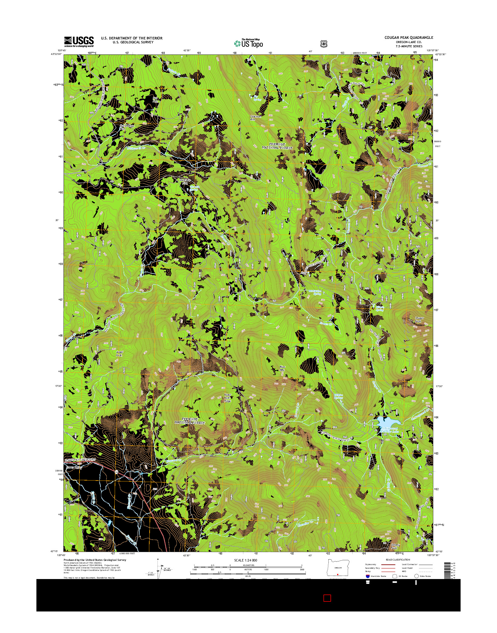 USGS US TOPO 7.5-MINUTE MAP FOR COUGAR PEAK, OR 2014