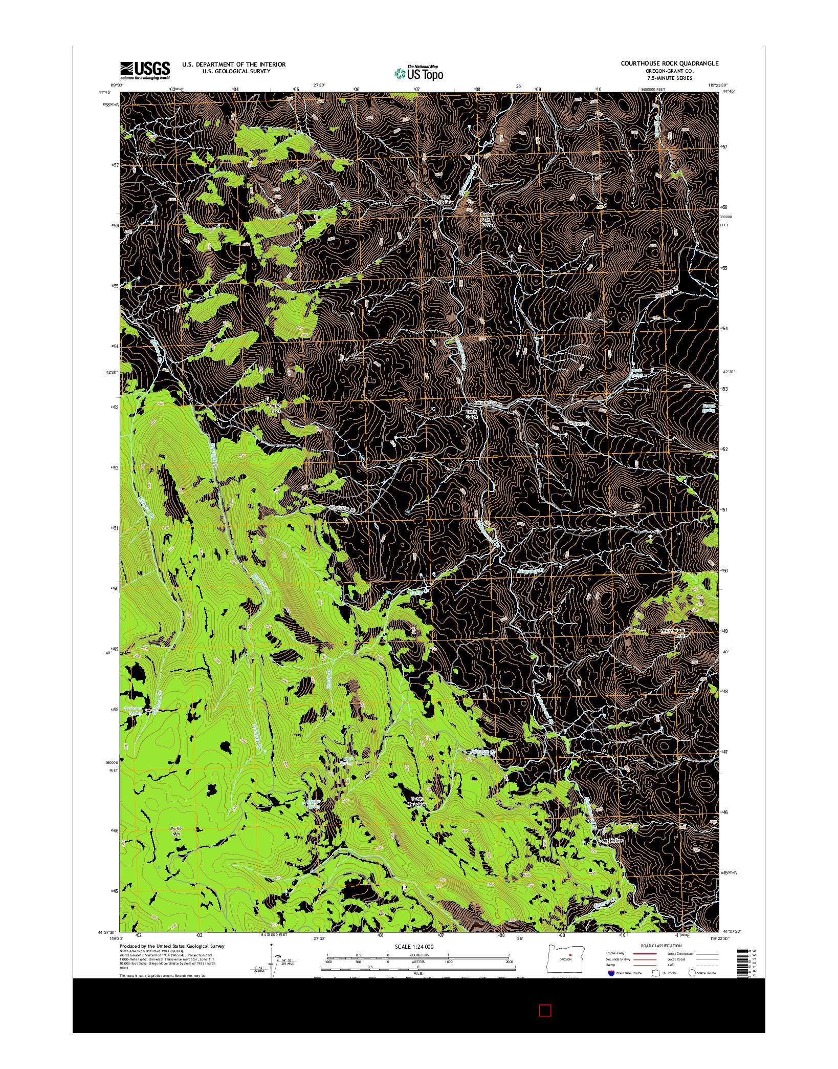 USGS US TOPO 7.5-MINUTE MAP FOR COURTHOUSE ROCK, OR 2014