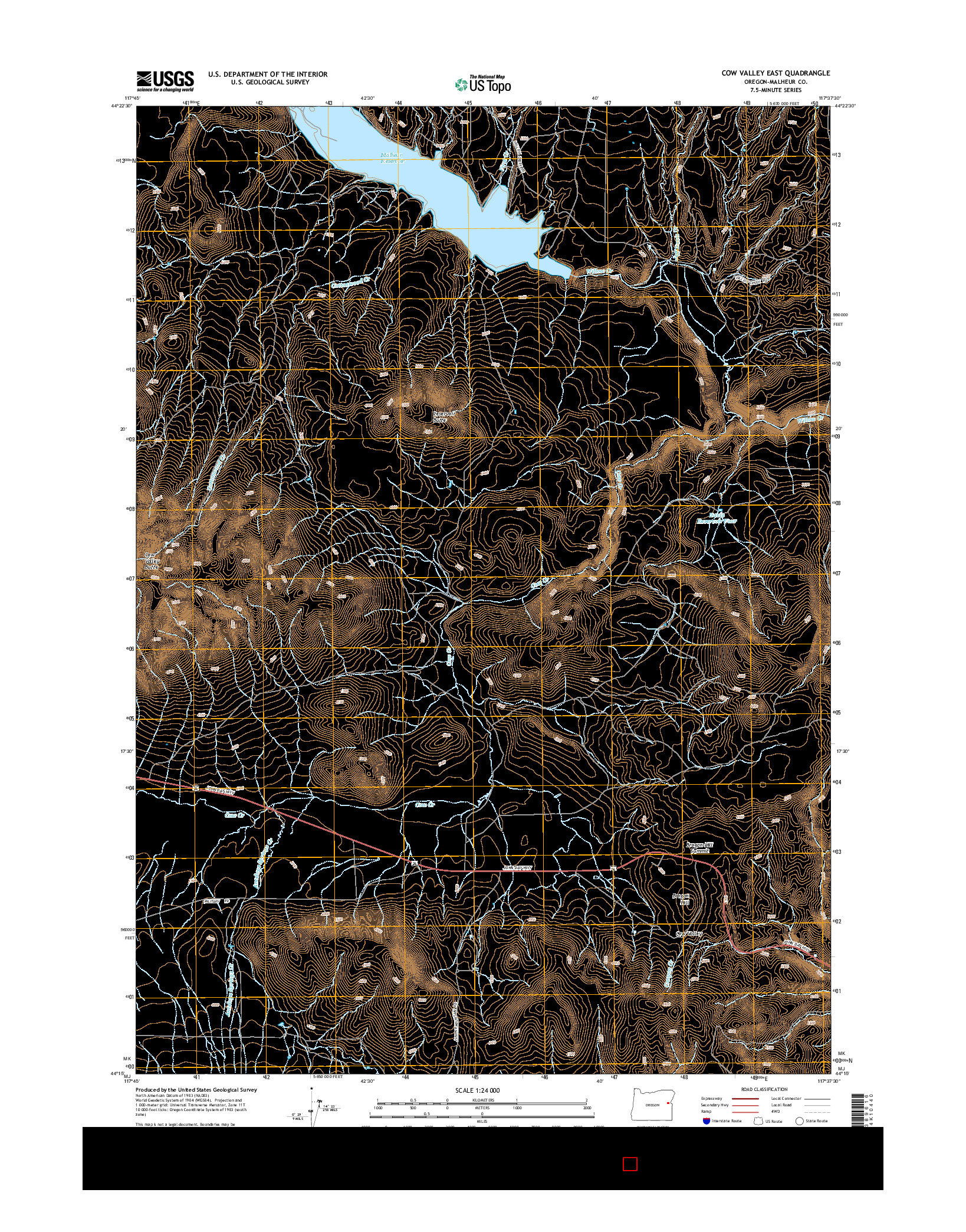 USGS US TOPO 7.5-MINUTE MAP FOR COW VALLEY EAST, OR 2014