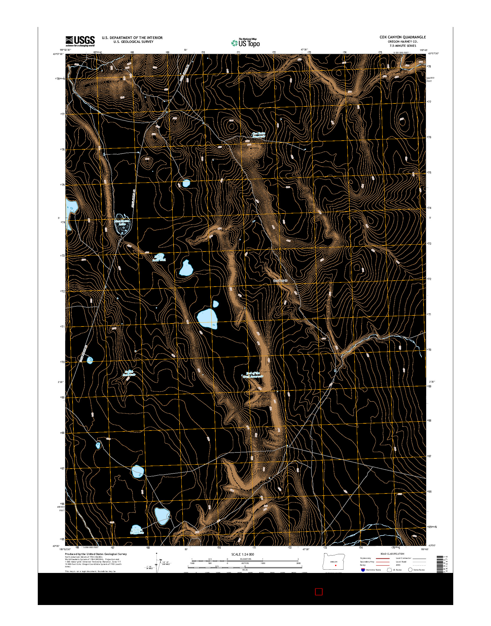 USGS US TOPO 7.5-MINUTE MAP FOR COX CANYON, OR 2014