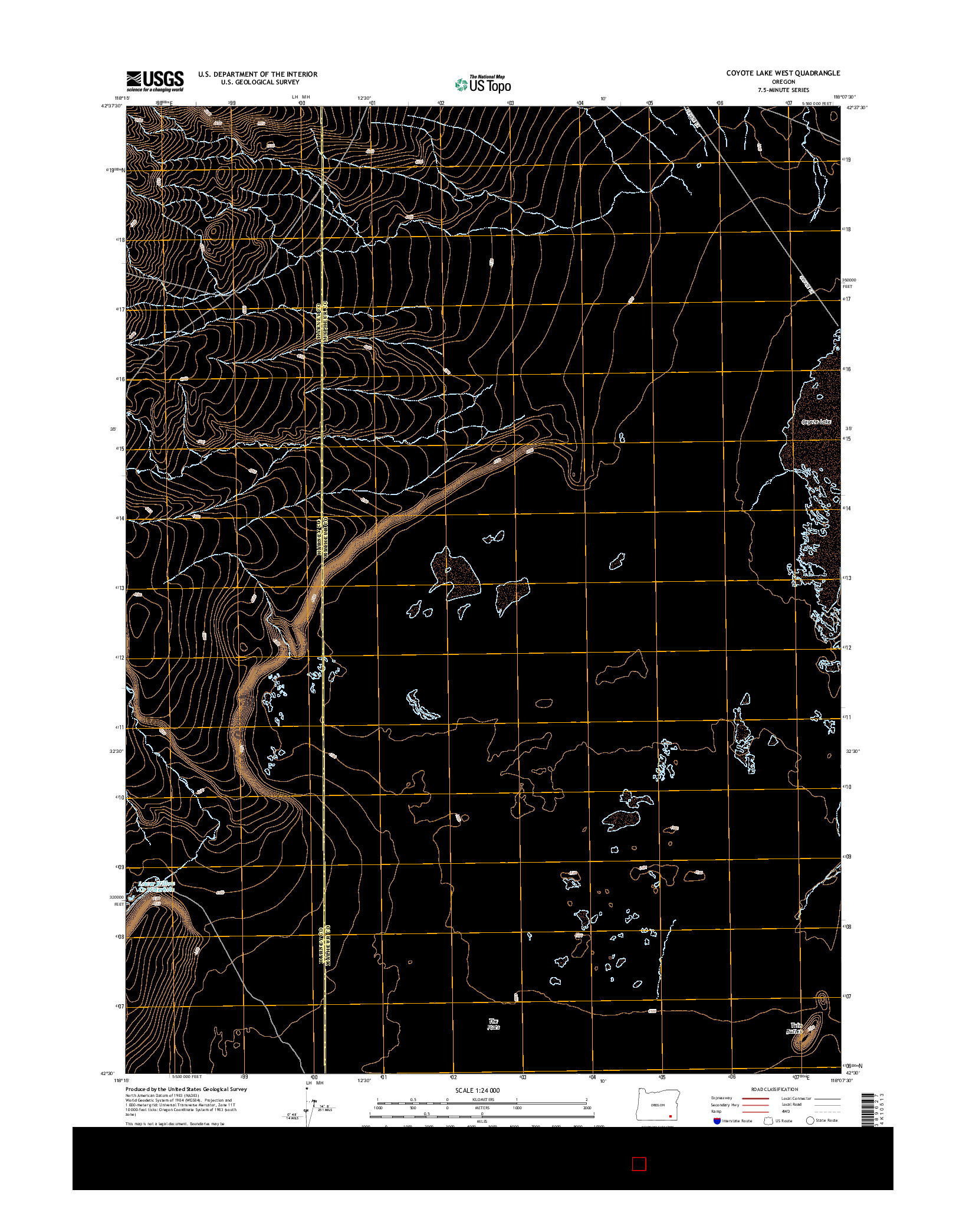 USGS US TOPO 7.5-MINUTE MAP FOR COYOTE LAKE WEST, OR 2014