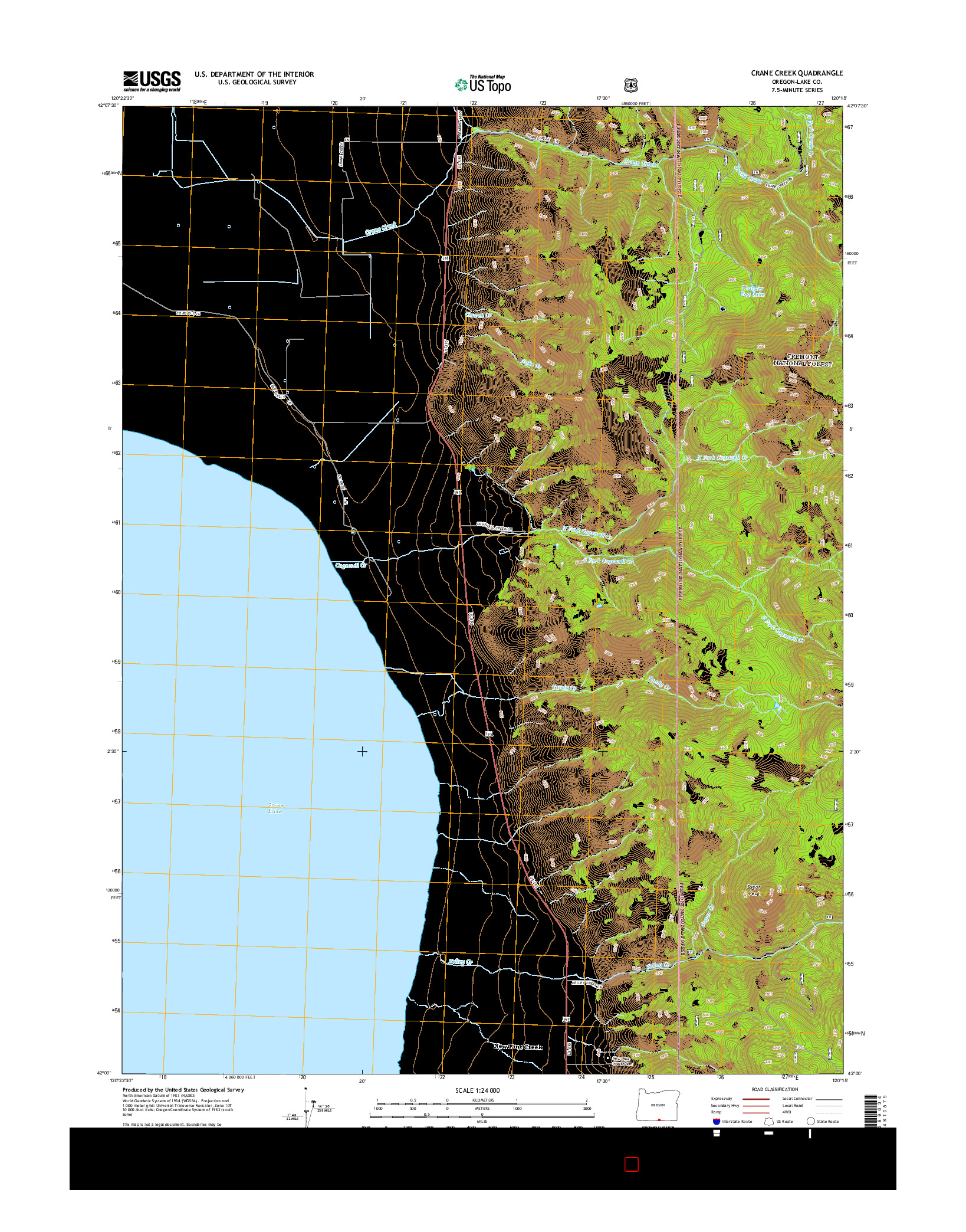 USGS US TOPO 7.5-MINUTE MAP FOR CRANE CREEK, OR 2014