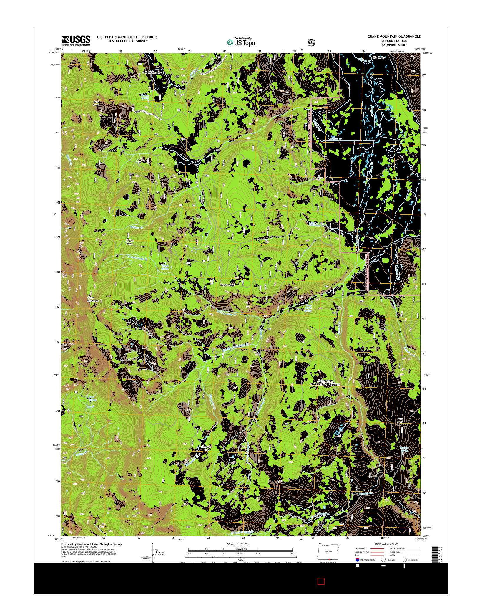 USGS US TOPO 7.5-MINUTE MAP FOR CRANE MOUNTAIN, OR 2014