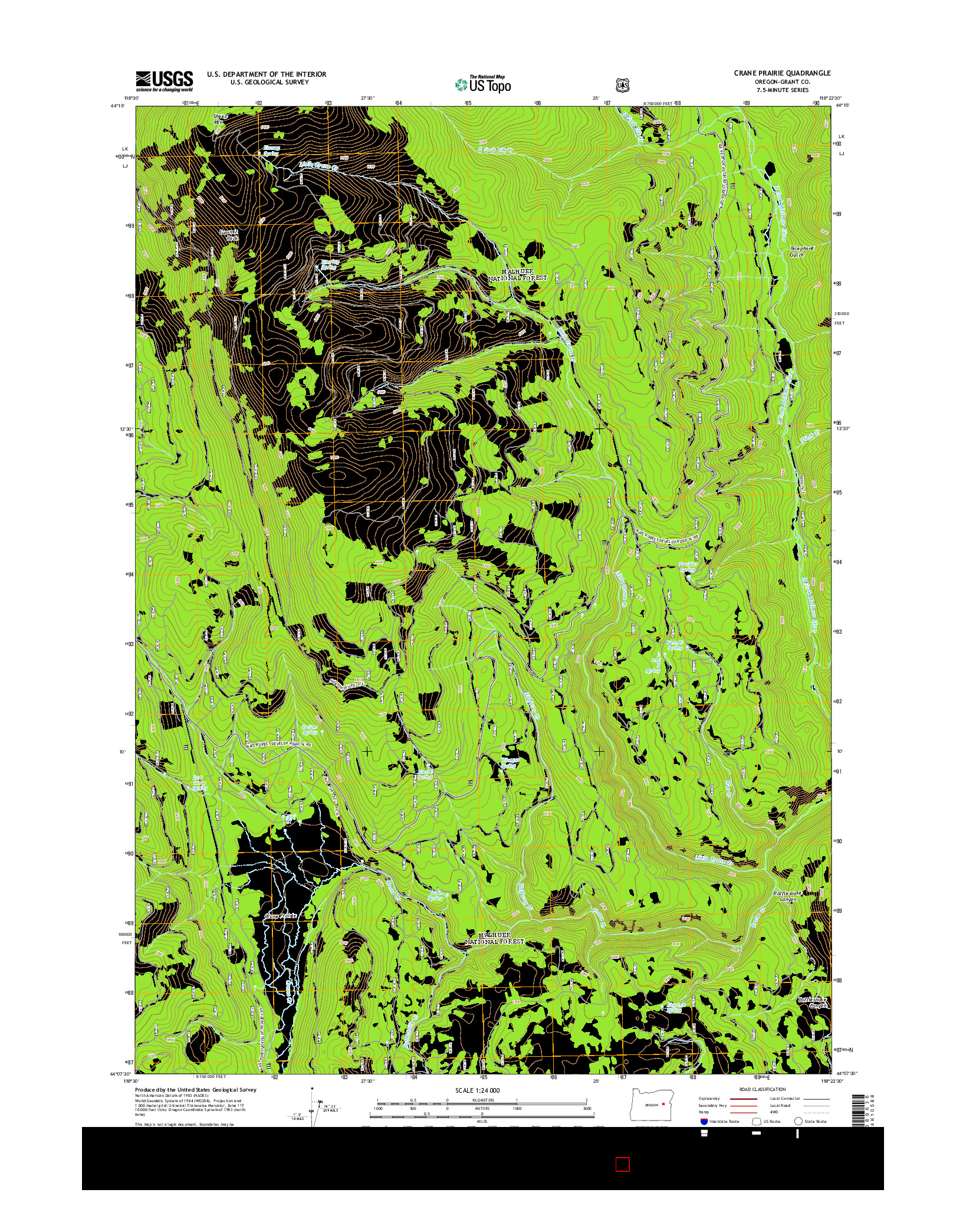 USGS US TOPO 7.5-MINUTE MAP FOR CRANE PRAIRIE, OR 2014