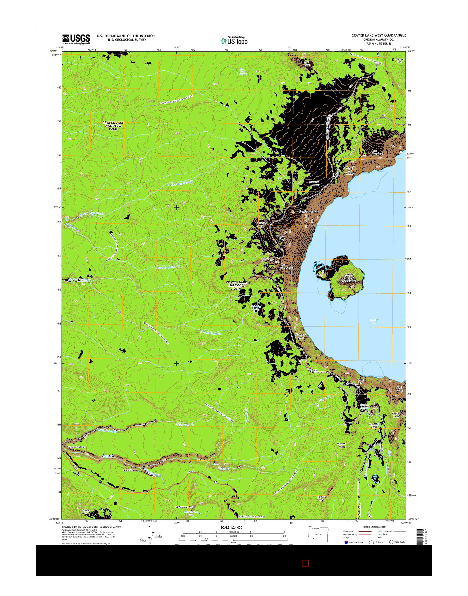 USGS US TOPO 7.5-MINUTE MAP FOR CRATER LAKE WEST, OR 2014