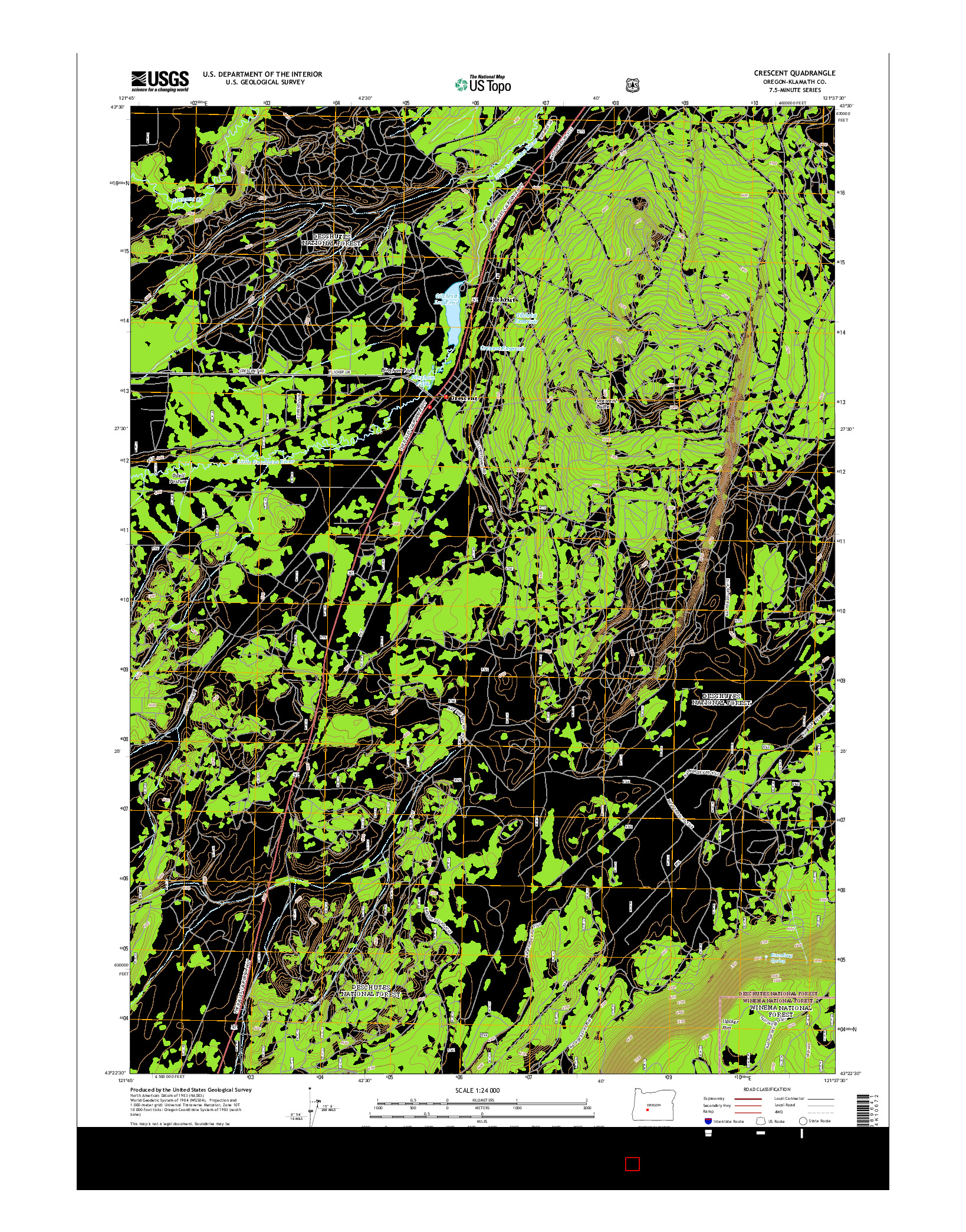 USGS US TOPO 7.5-MINUTE MAP FOR CRESCENT, OR 2014