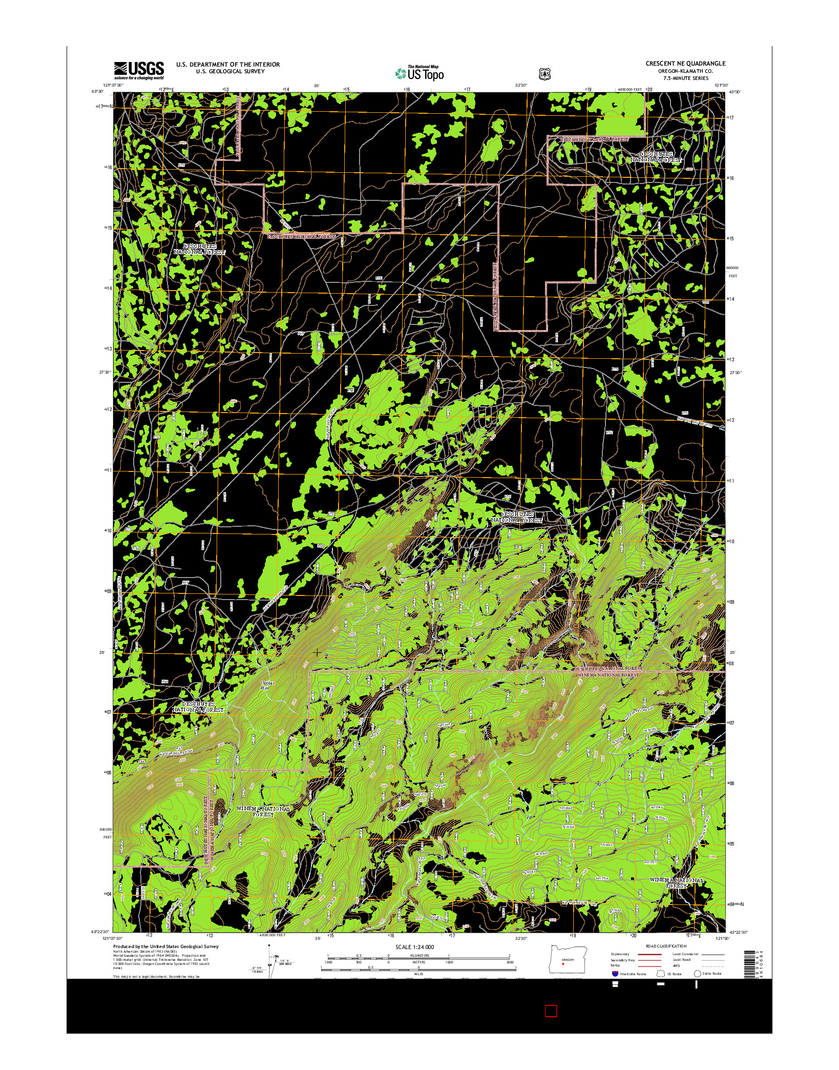 USGS US TOPO 7.5-MINUTE MAP FOR CRESCENT NE, OR 2014