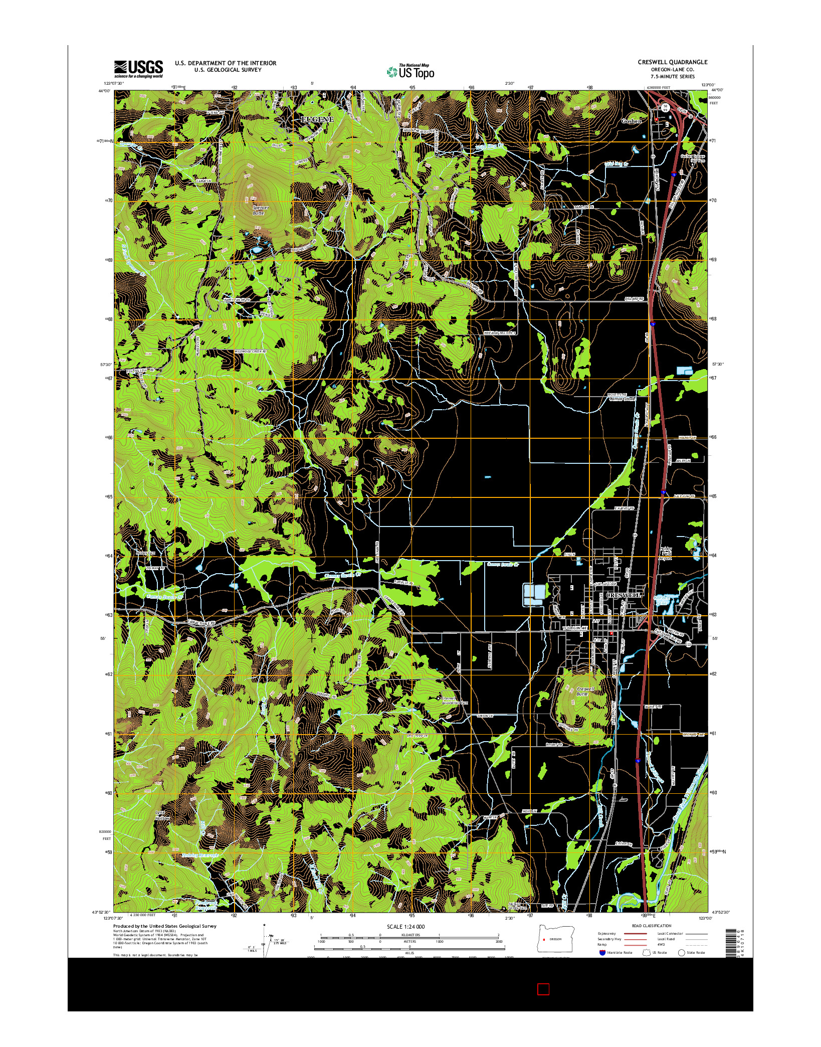 USGS US TOPO 7.5-MINUTE MAP FOR CRESWELL, OR 2014