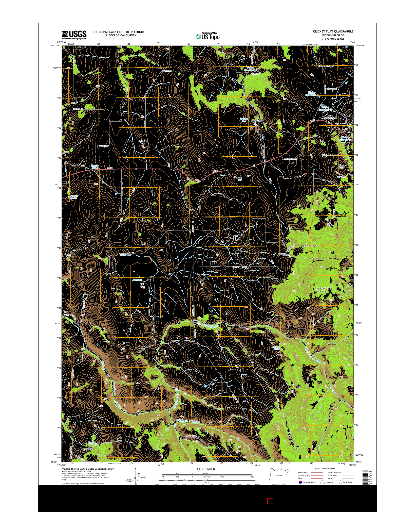 USGS US TOPO 7.5-MINUTE MAP FOR CRICKET FLAT, OR 2014