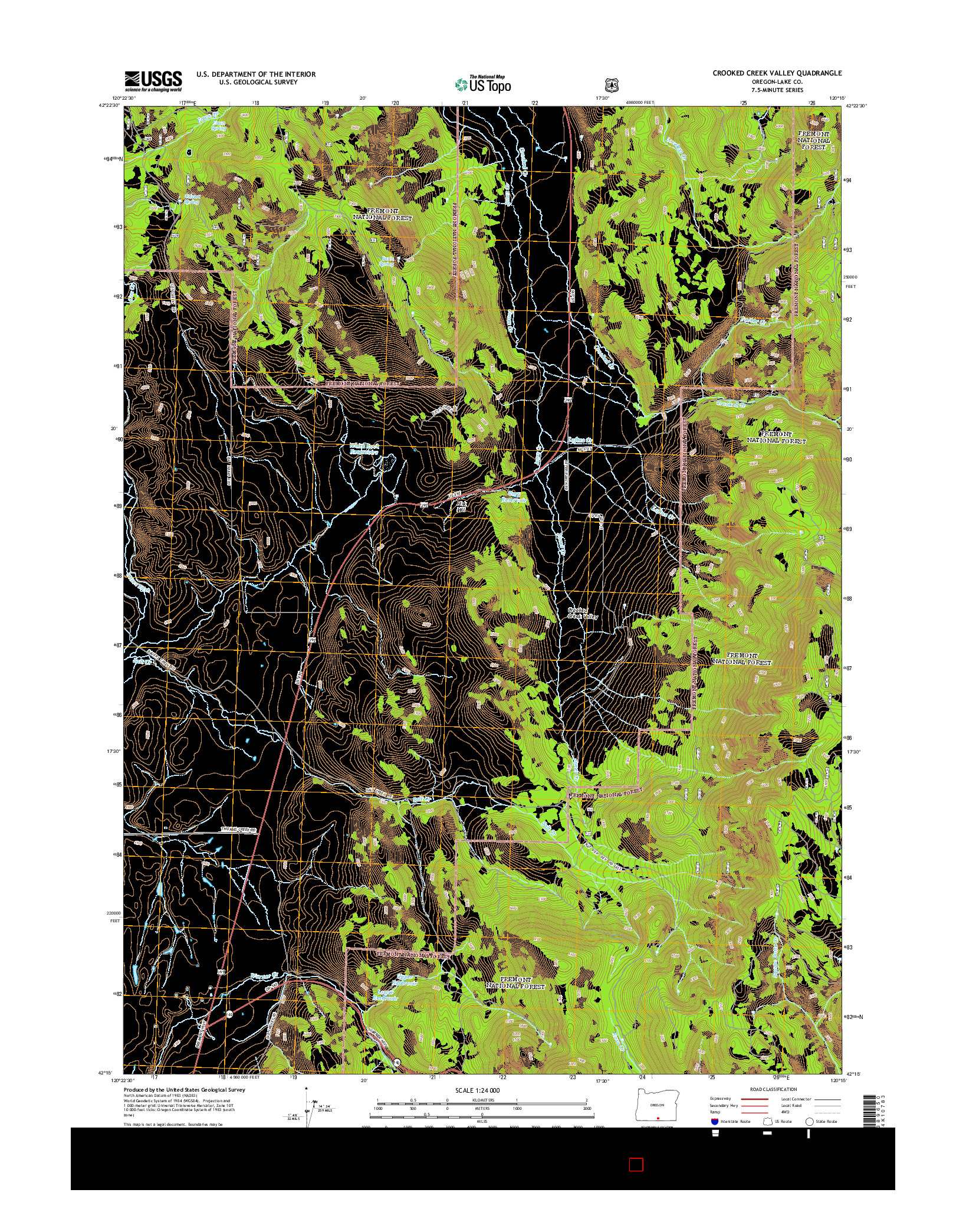 USGS US TOPO 7.5-MINUTE MAP FOR CROOKED CREEK VALLEY, OR 2014