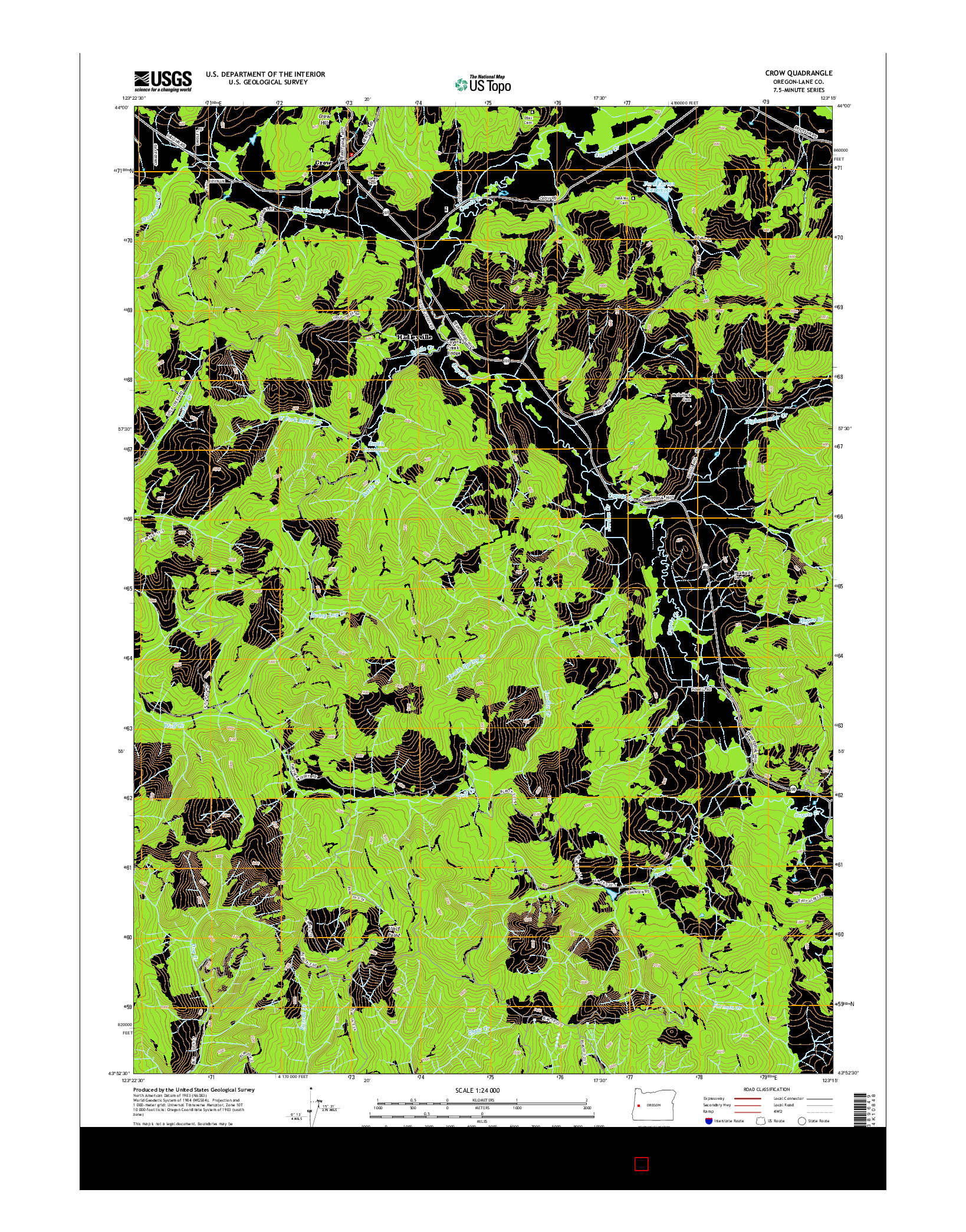 USGS US TOPO 7.5-MINUTE MAP FOR CROW, OR 2014