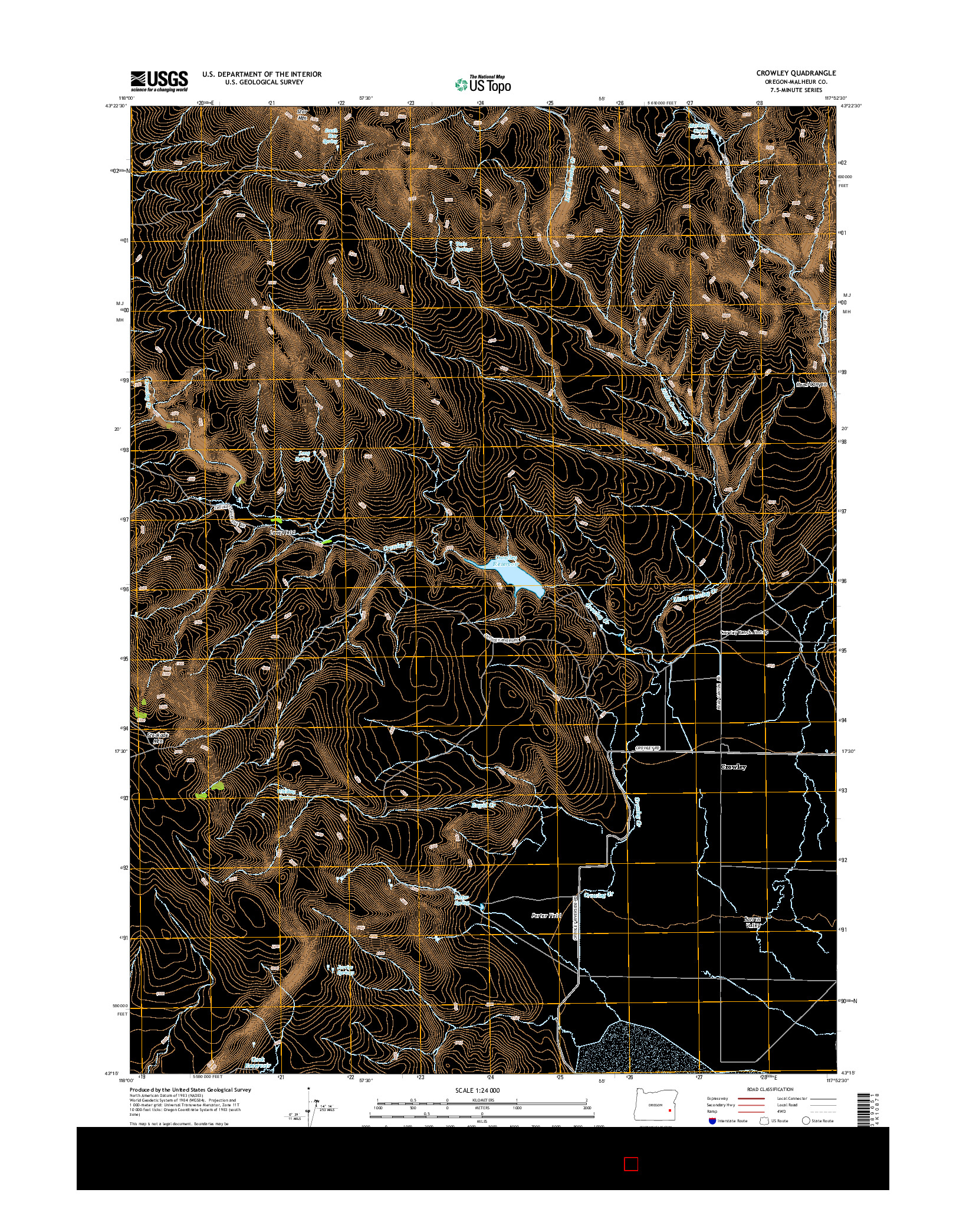 USGS US TOPO 7.5-MINUTE MAP FOR CROWLEY, OR 2014