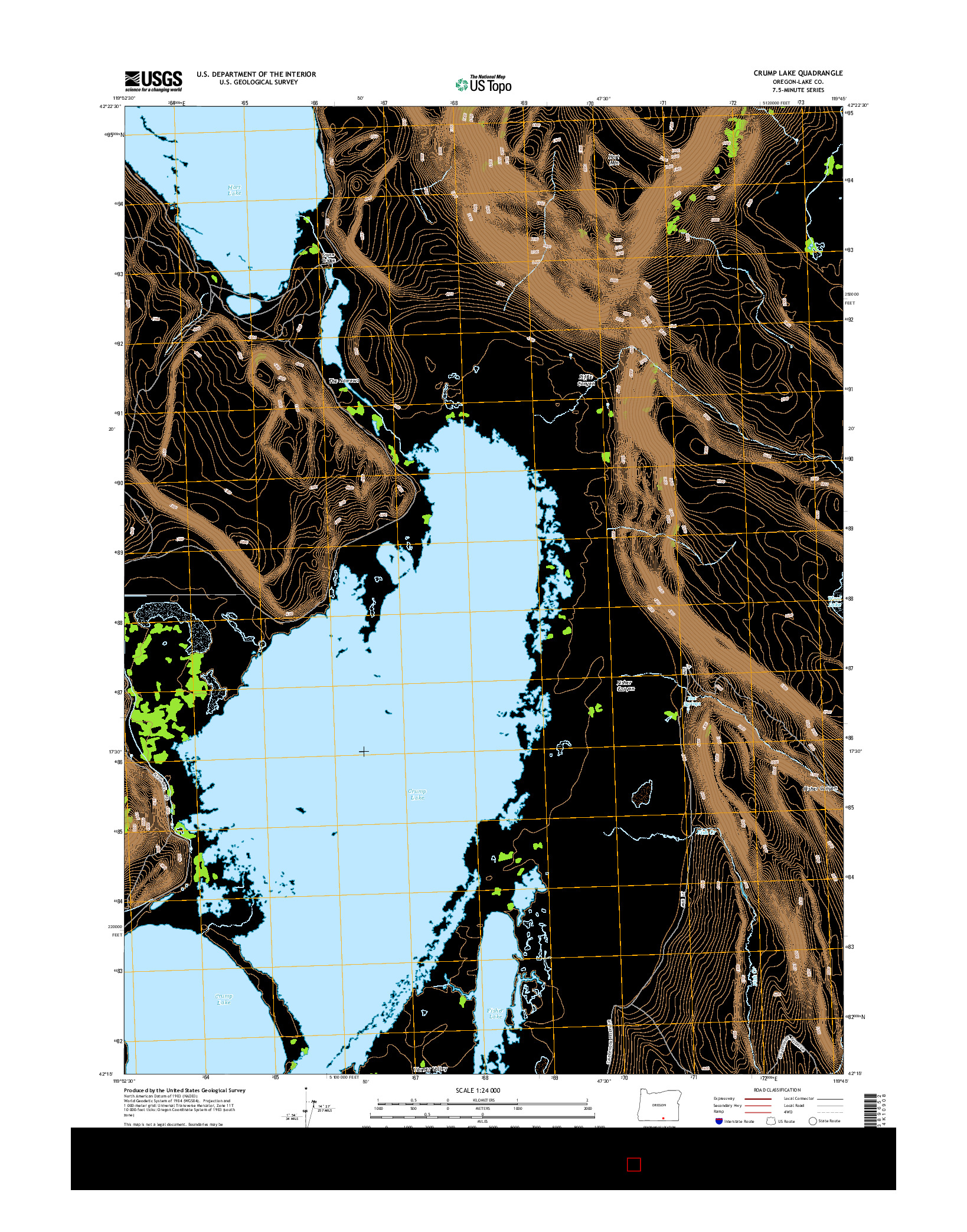 USGS US TOPO 7.5-MINUTE MAP FOR CRUMP LAKE, OR 2014