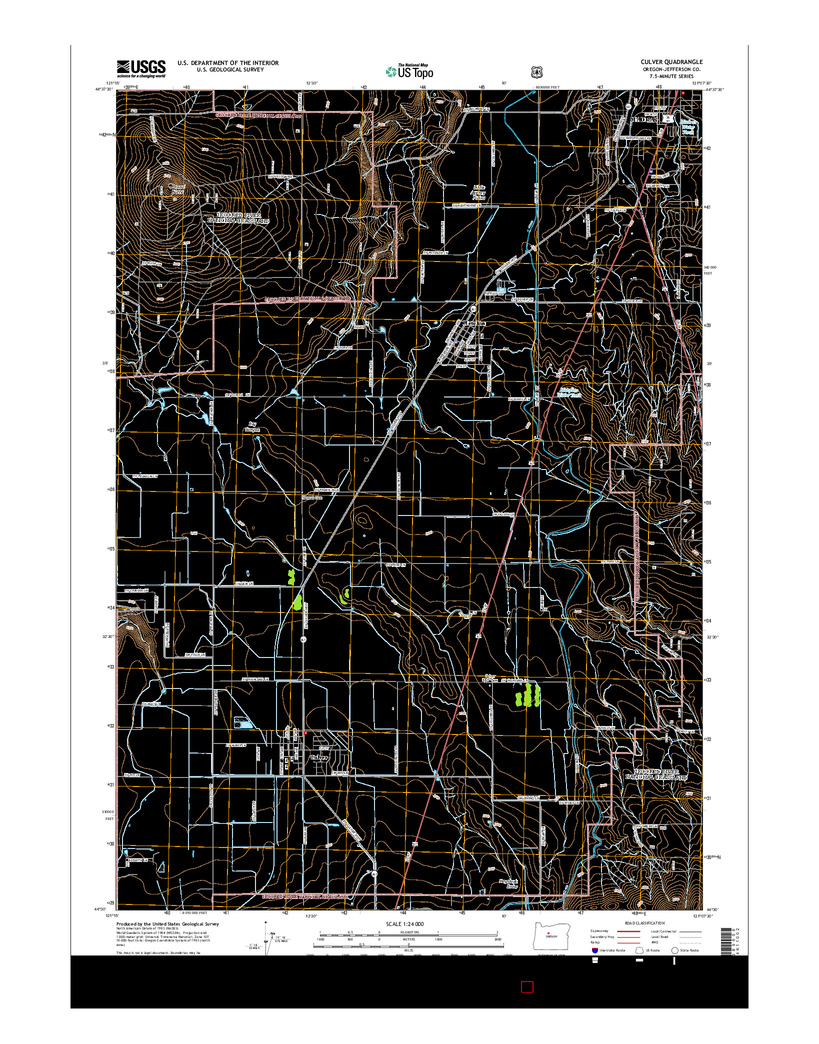 USGS US TOPO 7.5-MINUTE MAP FOR CULVER, OR 2014