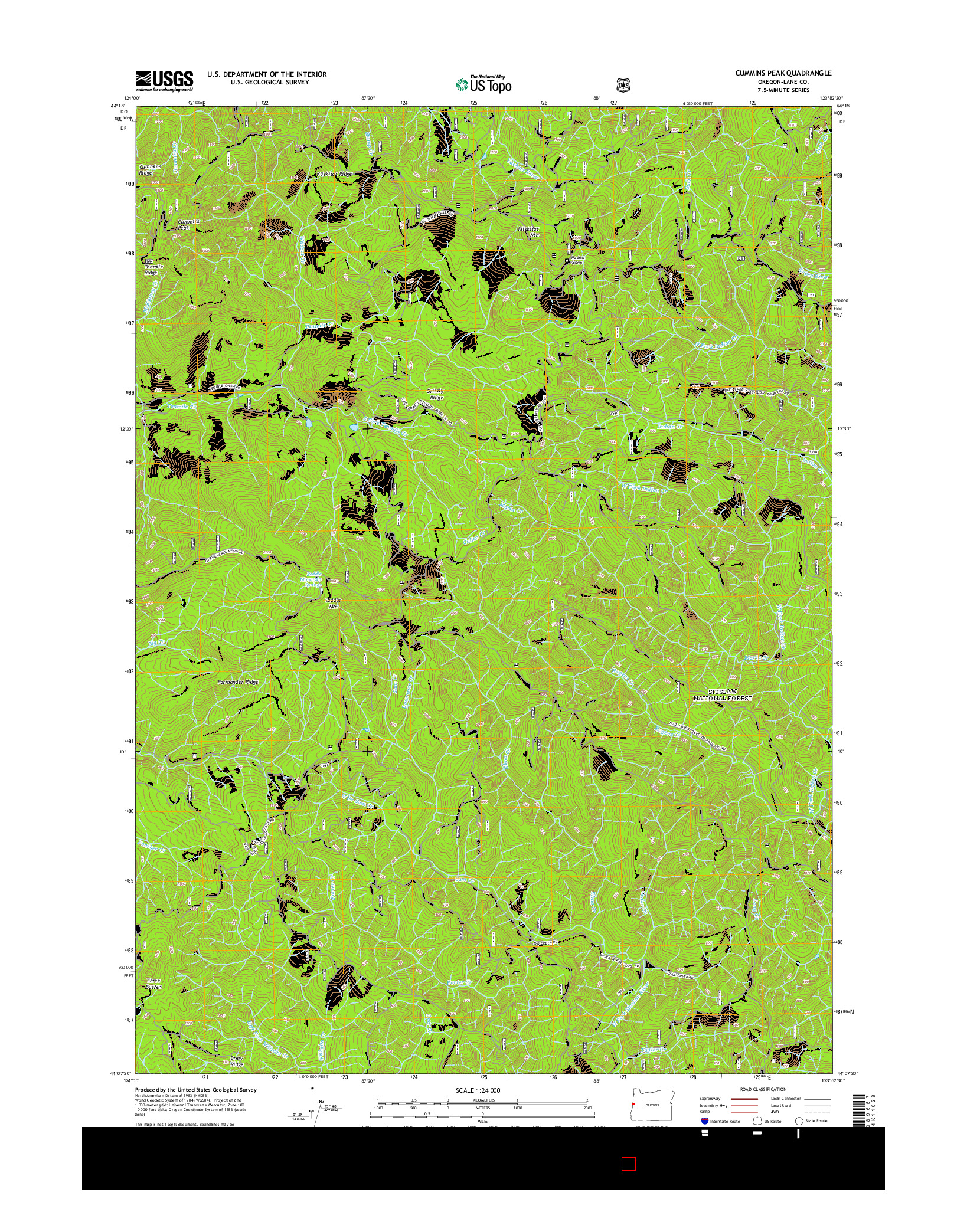 USGS US TOPO 7.5-MINUTE MAP FOR CUMMINS PEAK, OR 2014