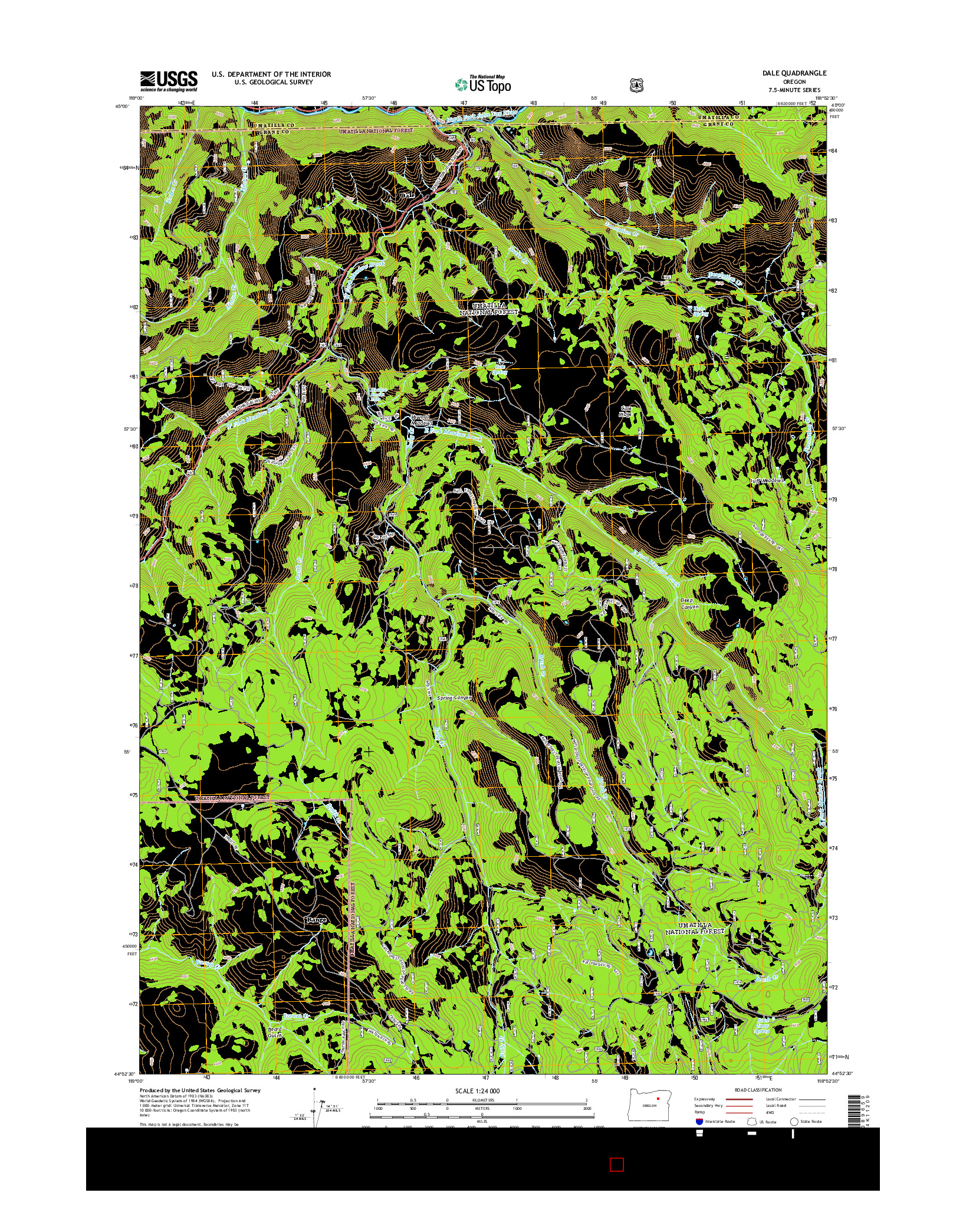 USGS US TOPO 7.5-MINUTE MAP FOR DALE, OR 2014