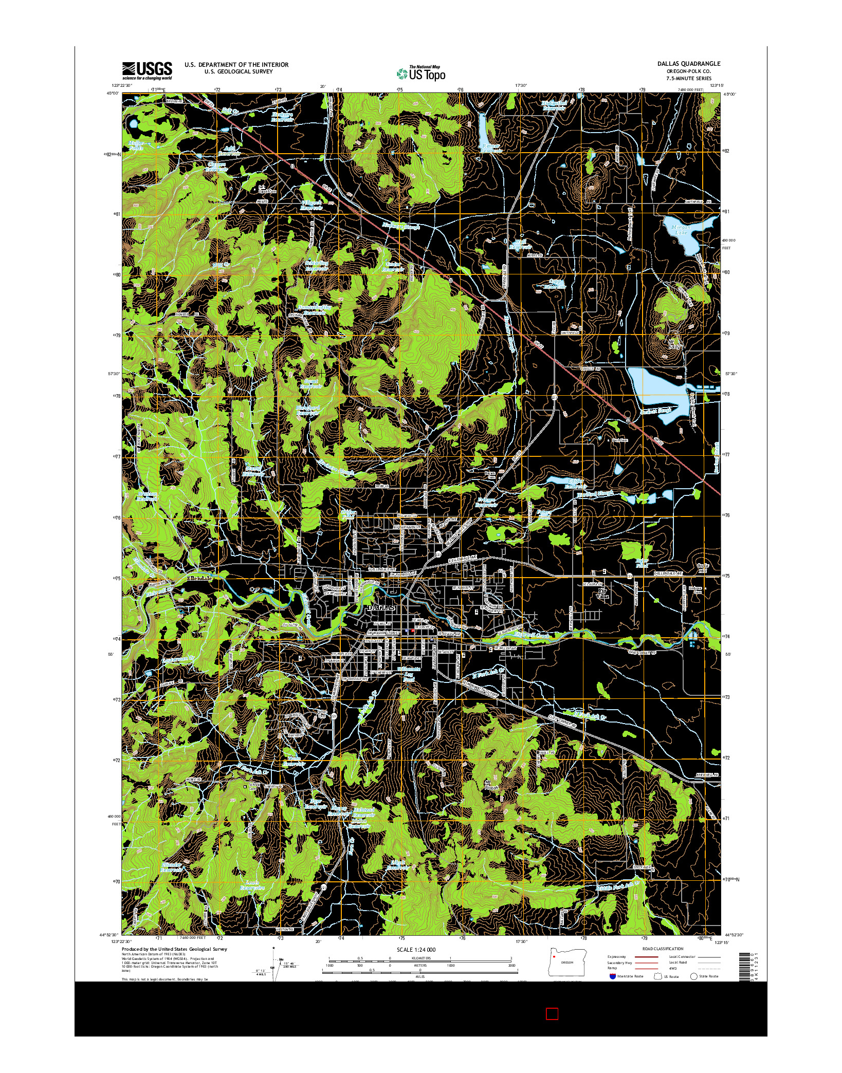 USGS US TOPO 7.5-MINUTE MAP FOR DALLAS, OR 2014