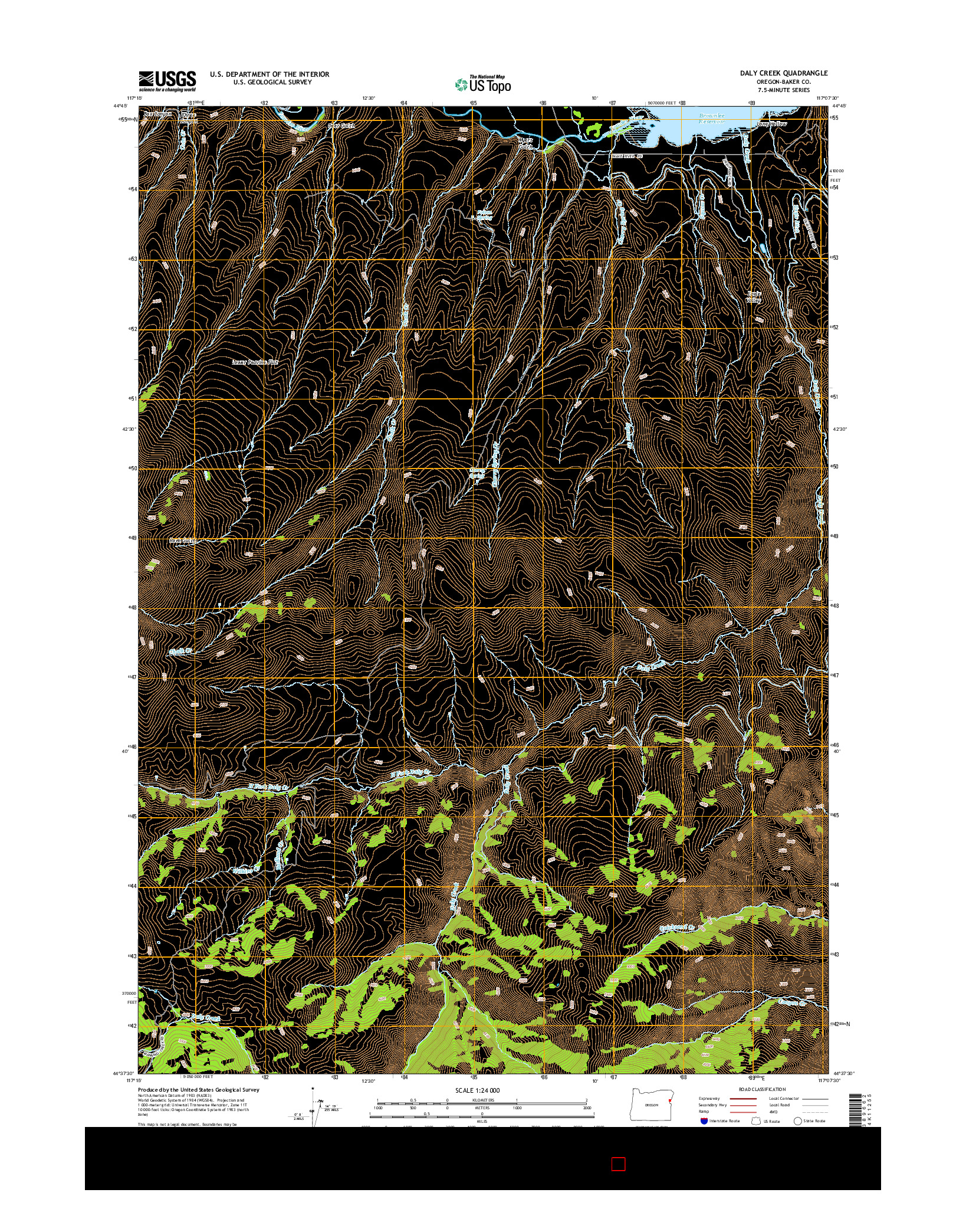 USGS US TOPO 7.5-MINUTE MAP FOR DALY CREEK, OR 2014