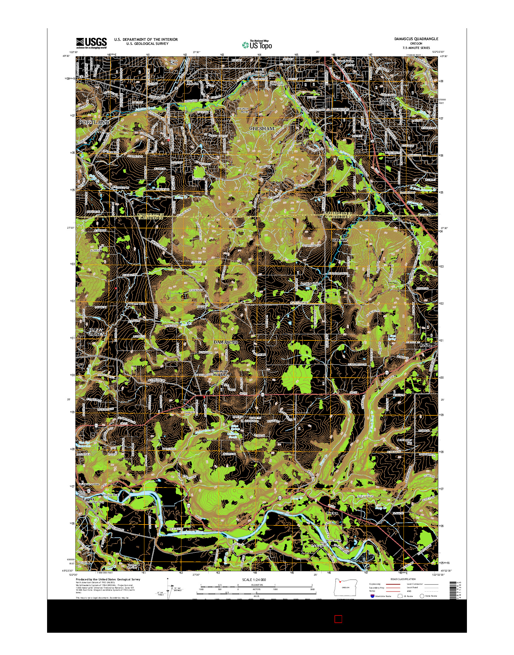 USGS US TOPO 7.5-MINUTE MAP FOR DAMASCUS, OR 2014