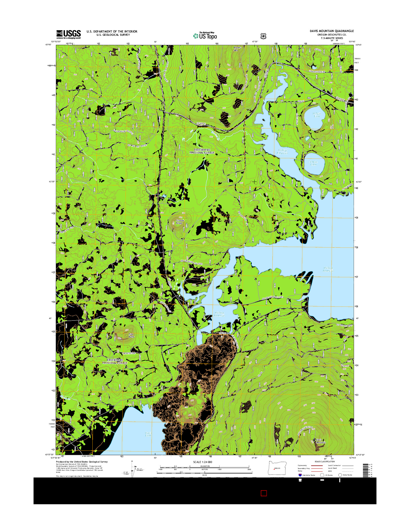 USGS US TOPO 7.5-MINUTE MAP FOR DAVIS MOUNTAIN, OR 2014