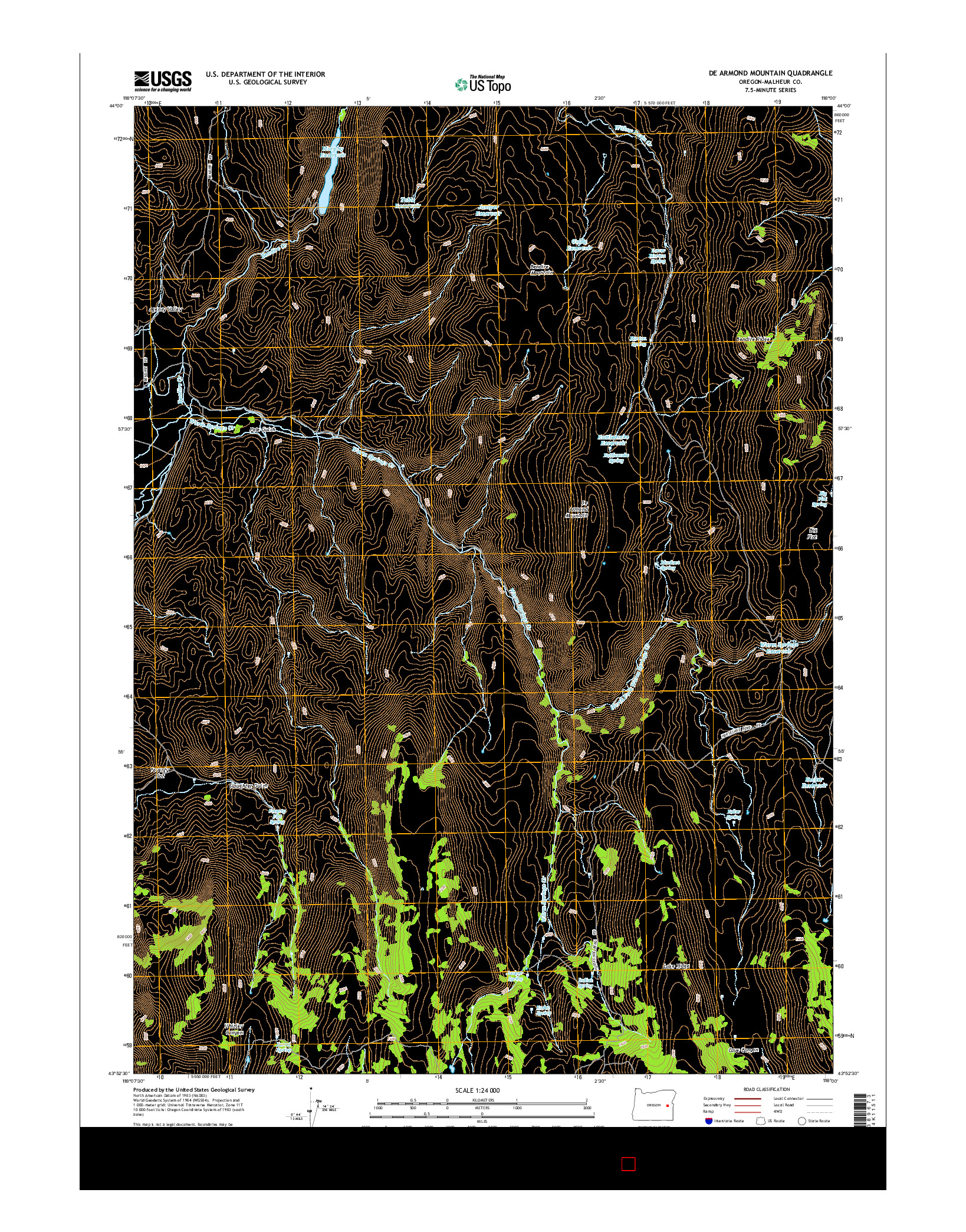 USGS US TOPO 7.5-MINUTE MAP FOR DE ARMOND MOUNTAIN, OR 2014