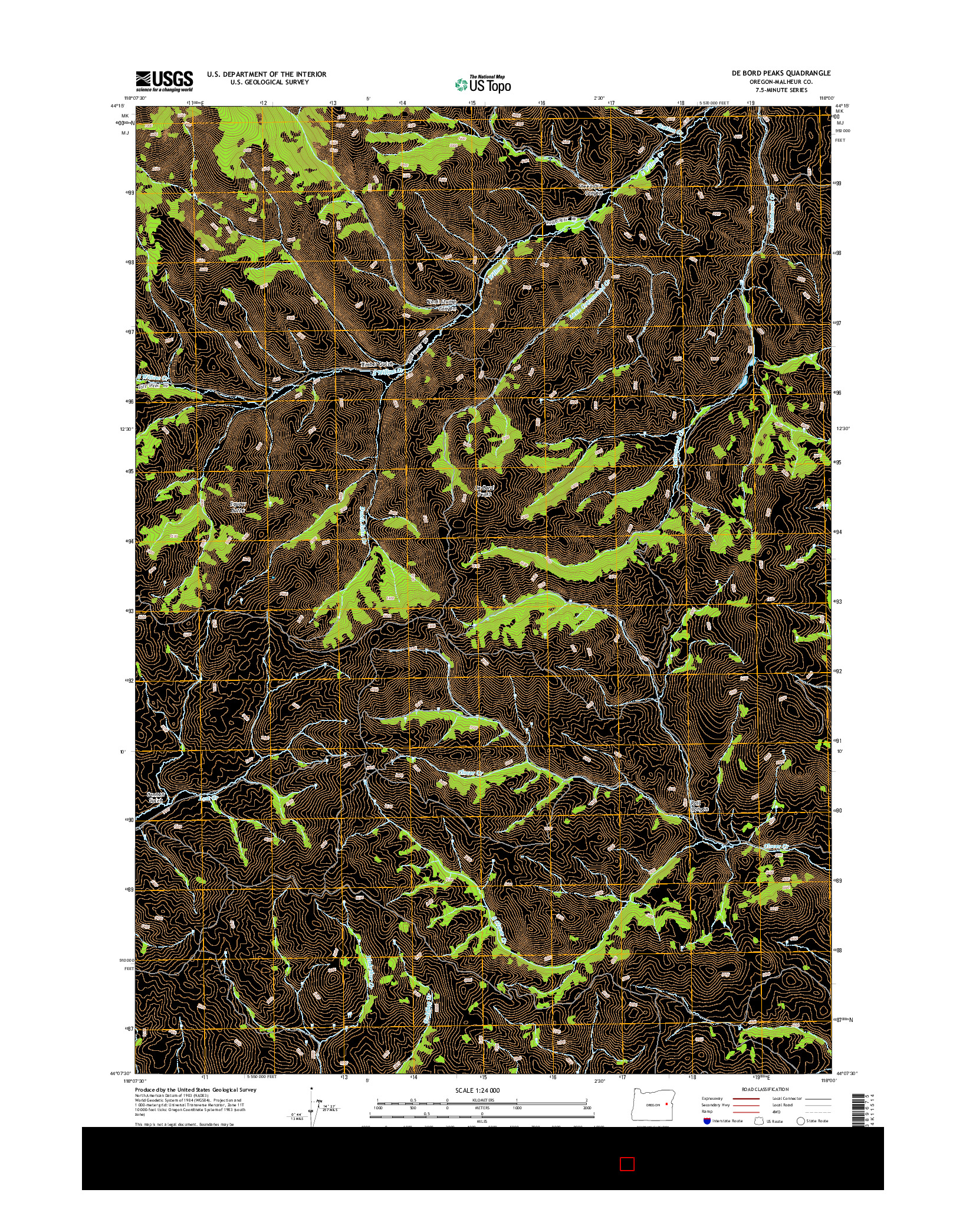 USGS US TOPO 7.5-MINUTE MAP FOR DE BORD PEAKS, OR 2014