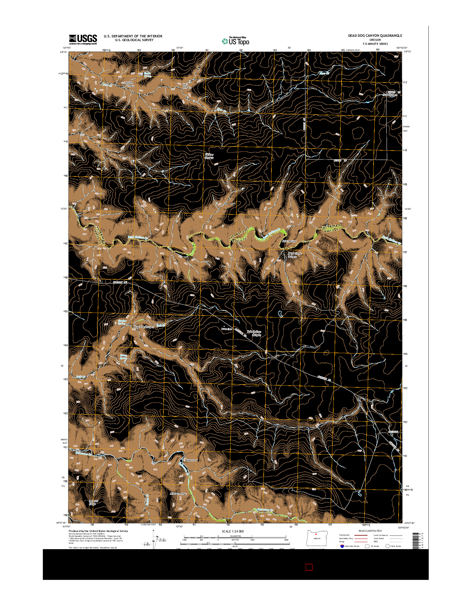 USGS US TOPO 7.5-MINUTE MAP FOR DEAD DOG CANYON, OR 2014