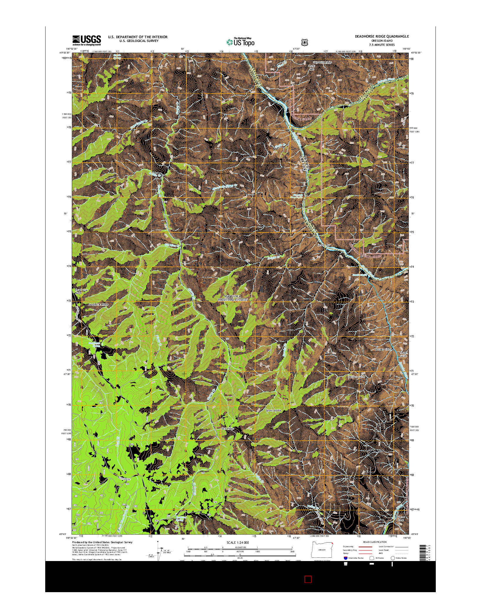 USGS US TOPO 7.5-MINUTE MAP FOR DEADHORSE RIDGE, OR-ID 2014