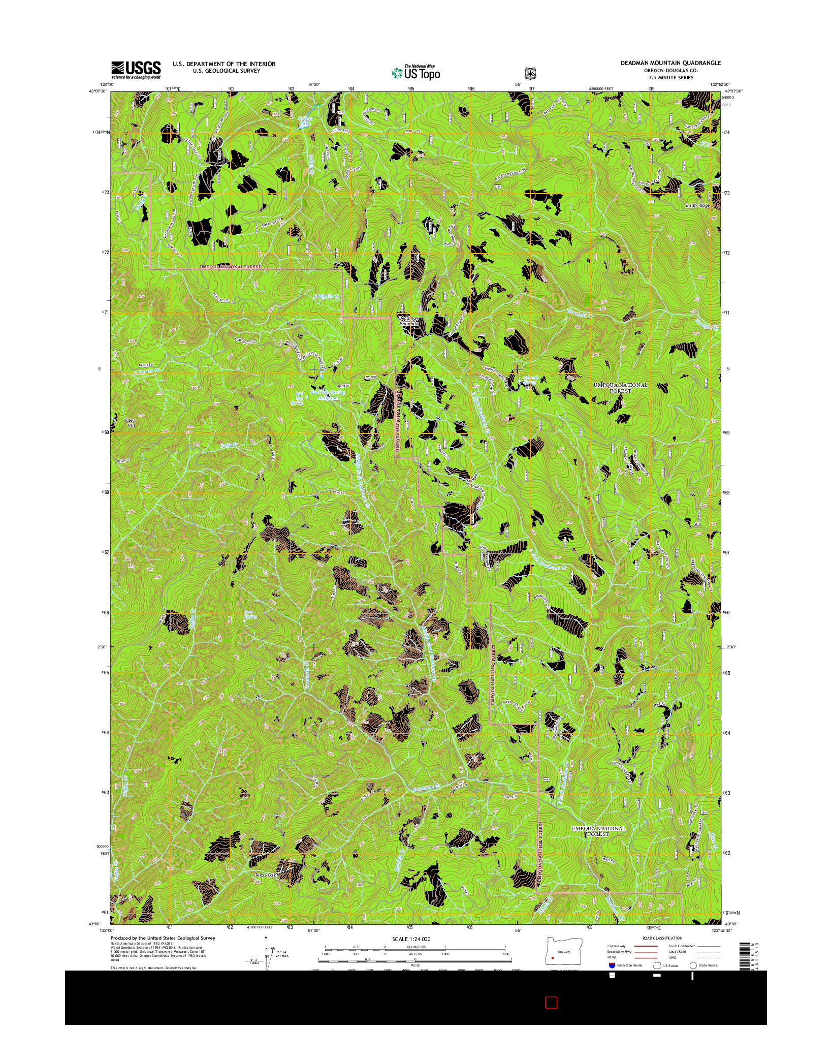 USGS US TOPO 7.5-MINUTE MAP FOR DEADMAN MOUNTAIN, OR 2014