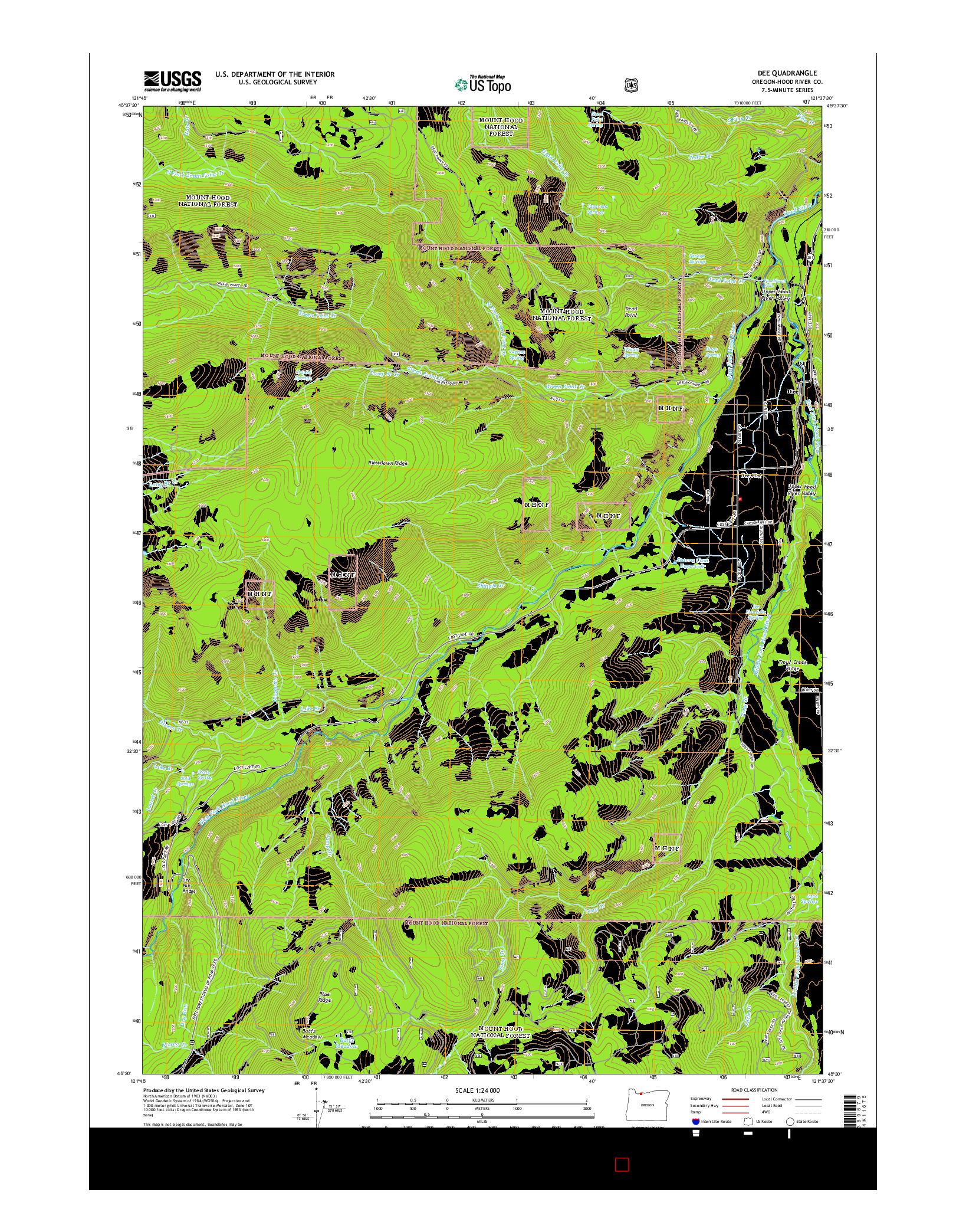 USGS US TOPO 7.5-MINUTE MAP FOR DEE, OR 2014