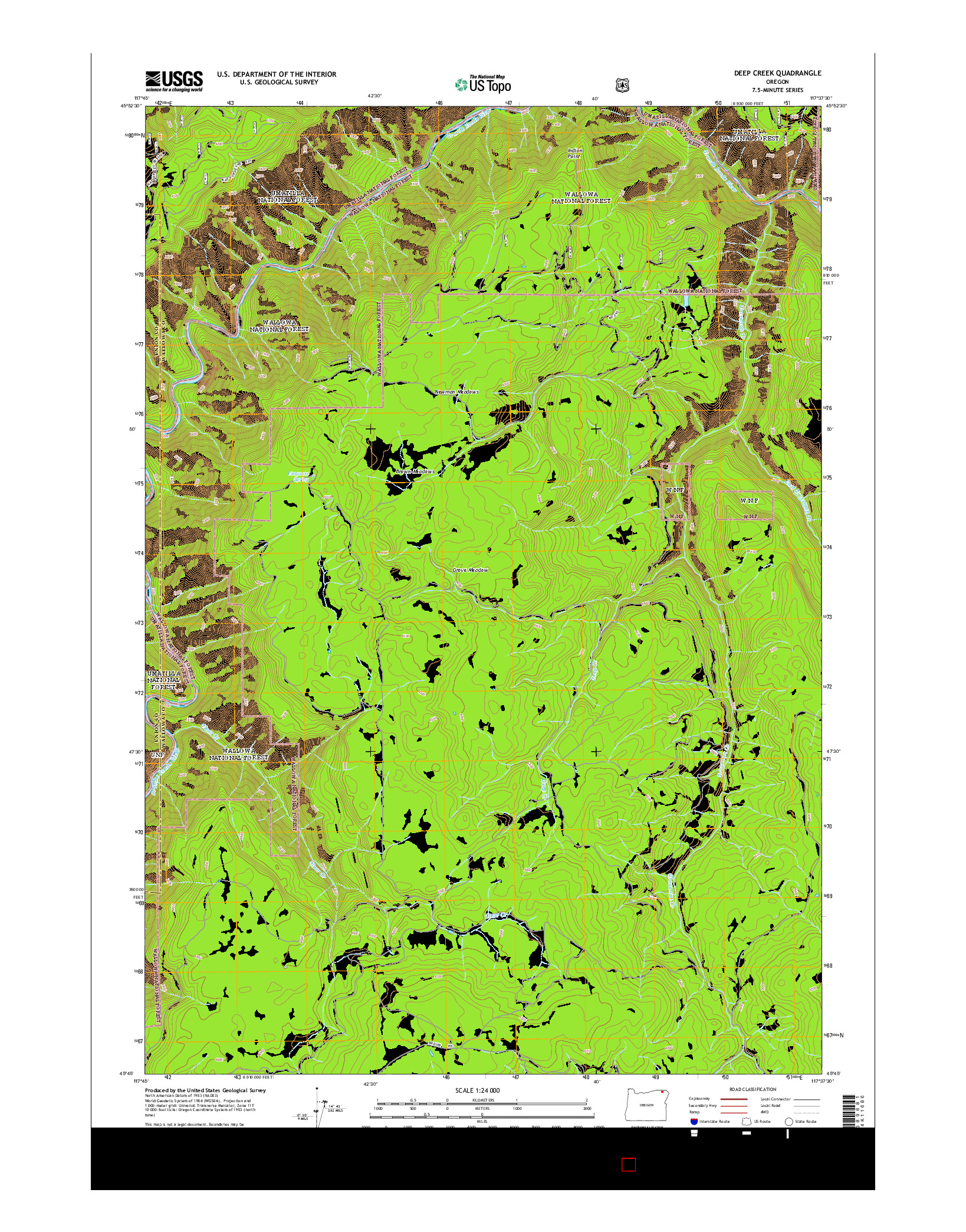 USGS US TOPO 7.5-MINUTE MAP FOR DEEP CREEK, OR 2014