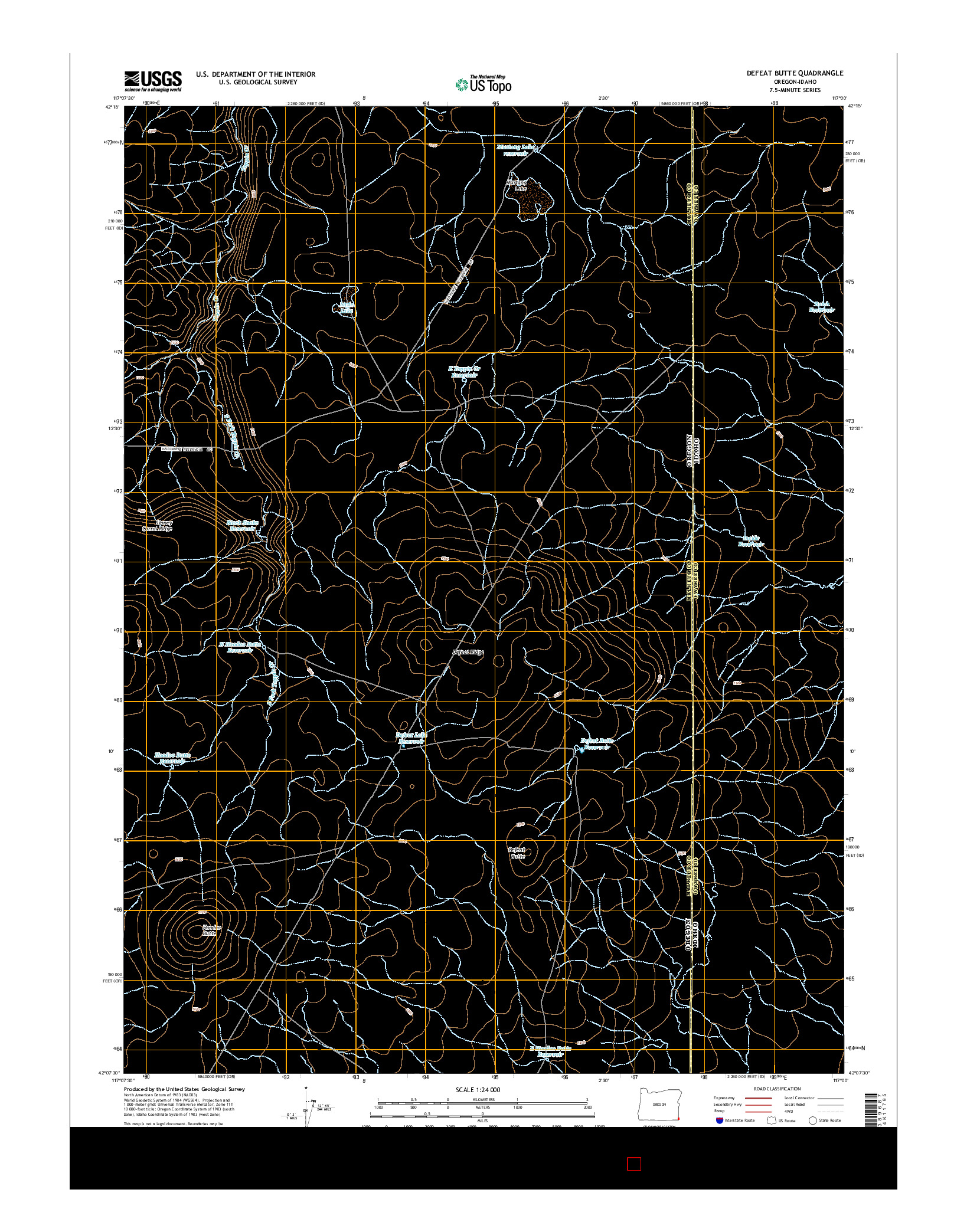 USGS US TOPO 7.5-MINUTE MAP FOR DEFEAT BUTTE, OR-ID 2014