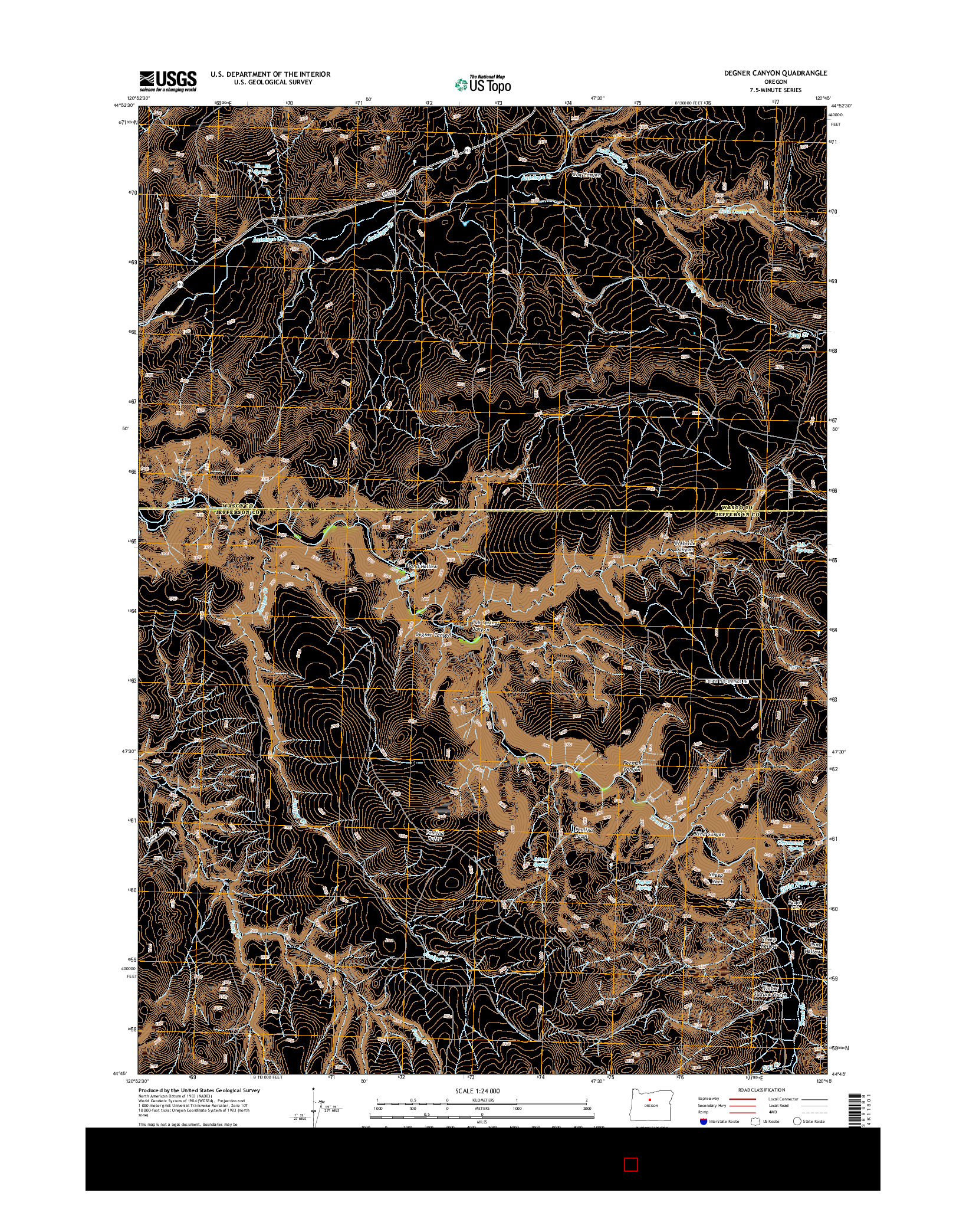 USGS US TOPO 7.5-MINUTE MAP FOR DEGNER CANYON, OR 2014