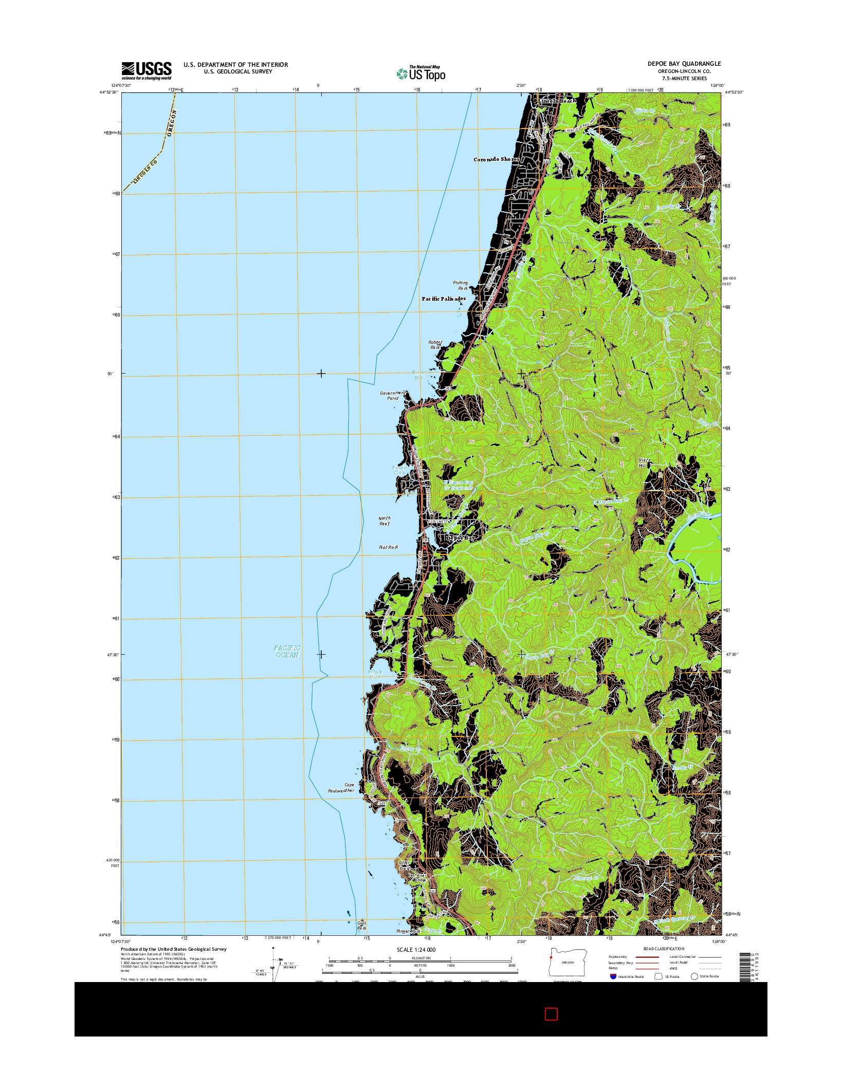 USGS US TOPO 7.5-MINUTE MAP FOR DEPOE BAY, OR 2014