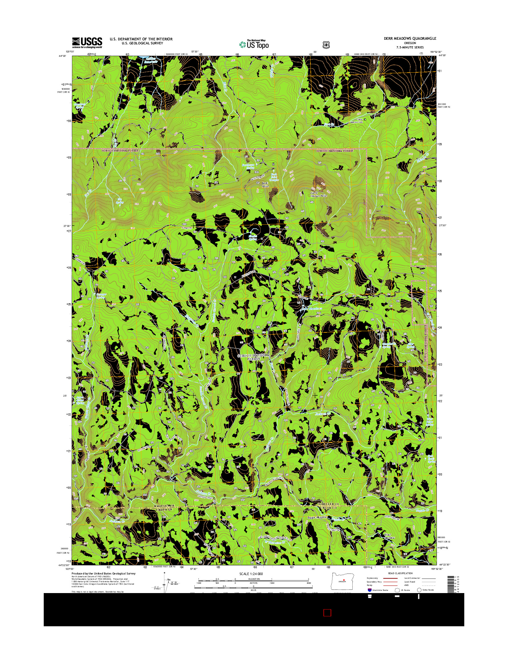 USGS US TOPO 7.5-MINUTE MAP FOR DERR MEADOWS, OR 2014