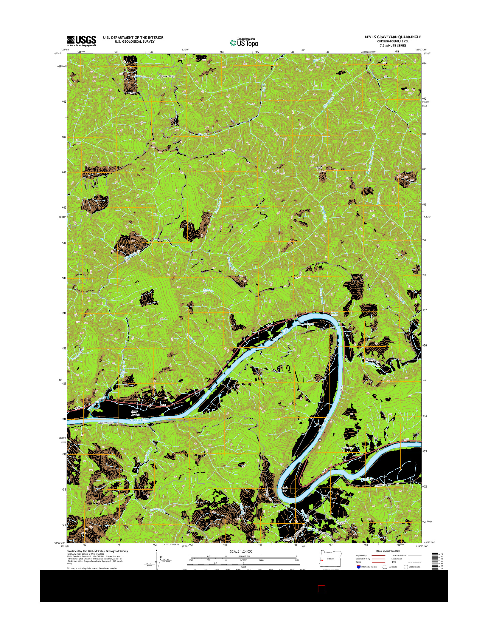 USGS US TOPO 7.5-MINUTE MAP FOR DEVILS GRAVEYARD, OR 2014