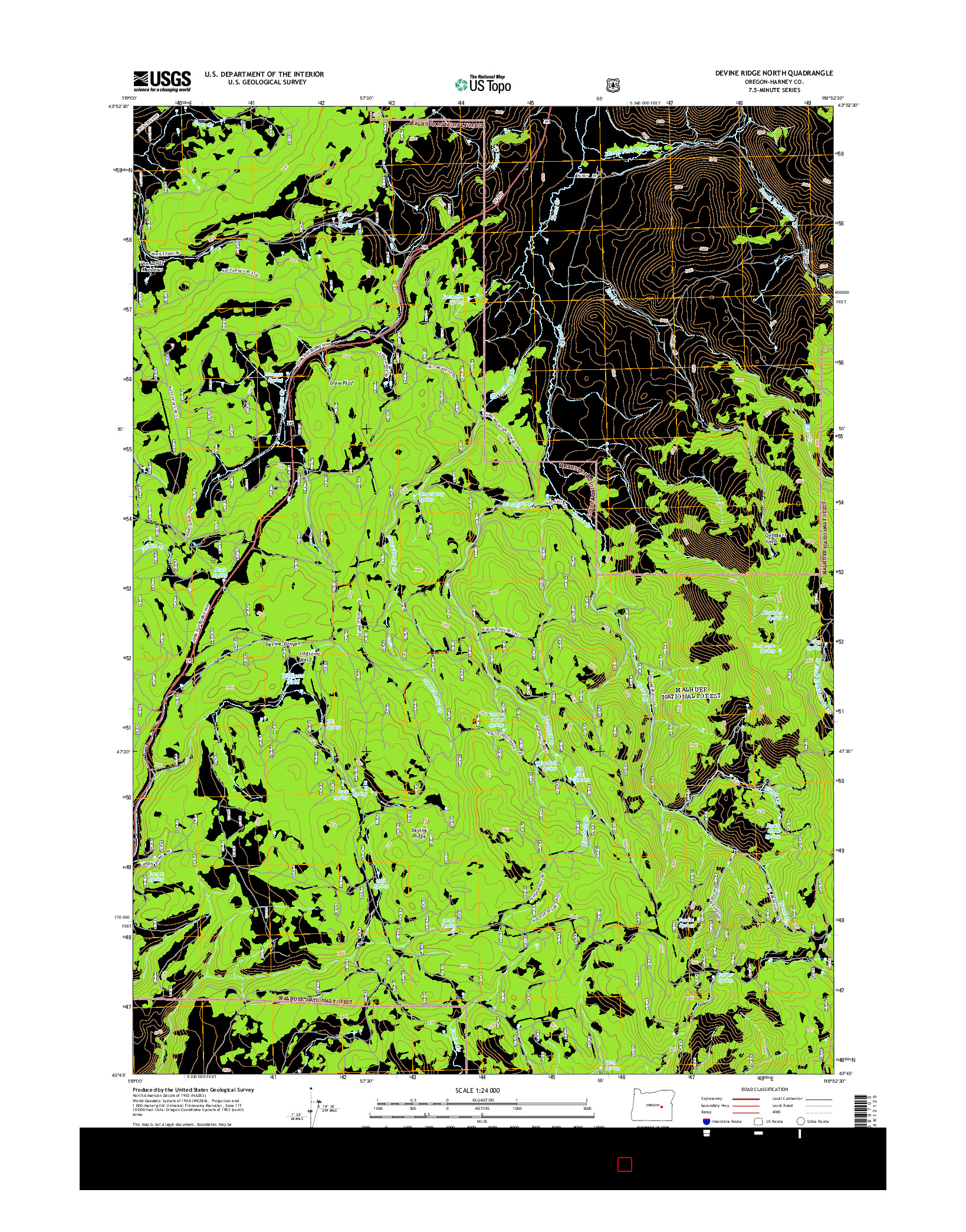 USGS US TOPO 7.5-MINUTE MAP FOR DEVINE RIDGE NORTH, OR 2014