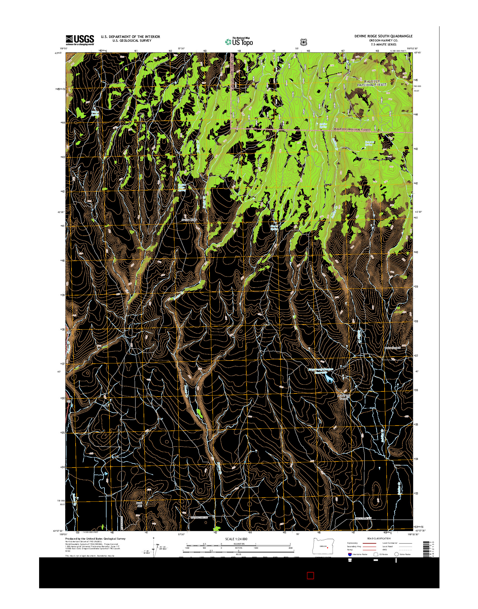 USGS US TOPO 7.5-MINUTE MAP FOR DEVINE RIDGE SOUTH, OR 2014