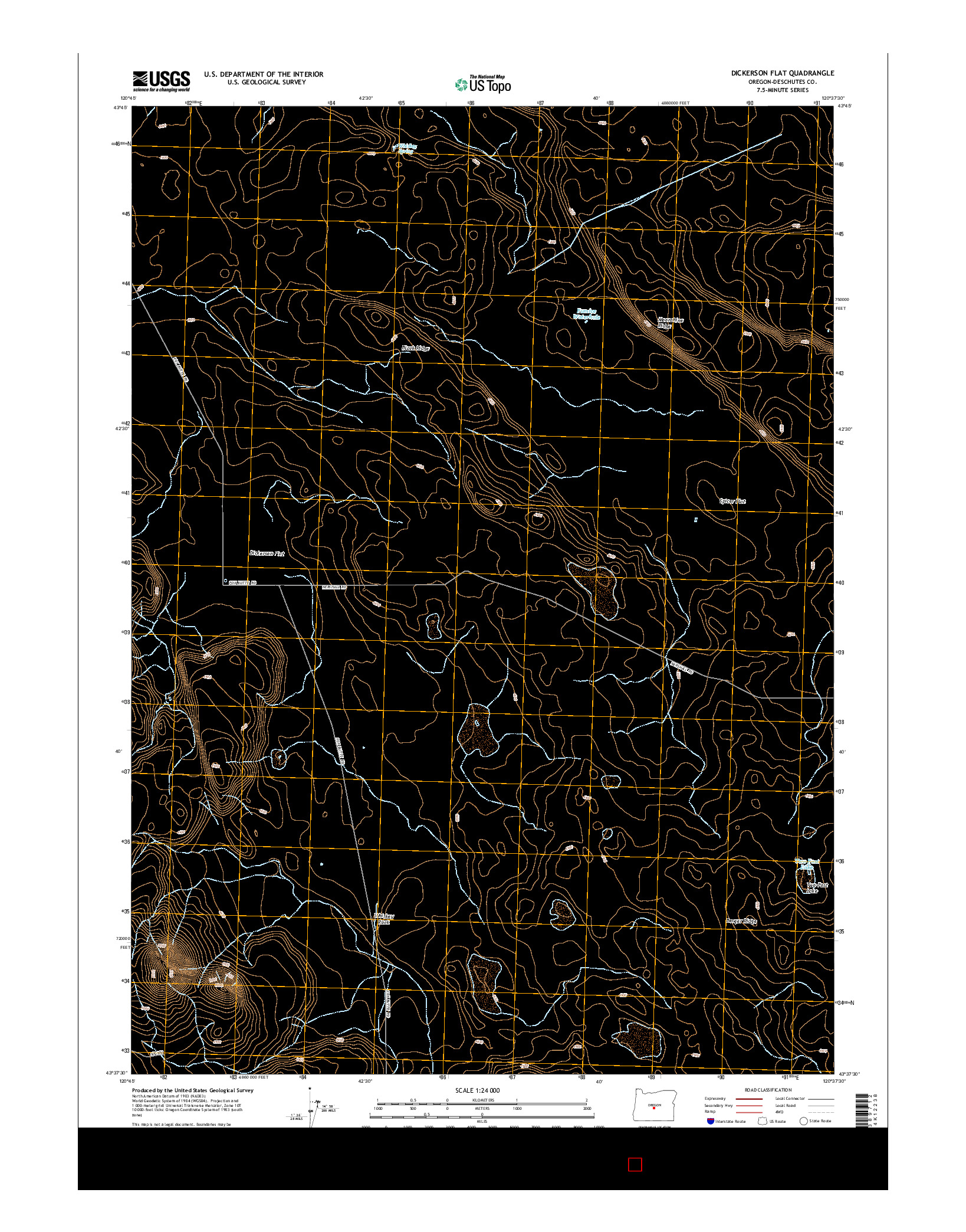 USGS US TOPO 7.5-MINUTE MAP FOR DICKERSON FLAT, OR 2014