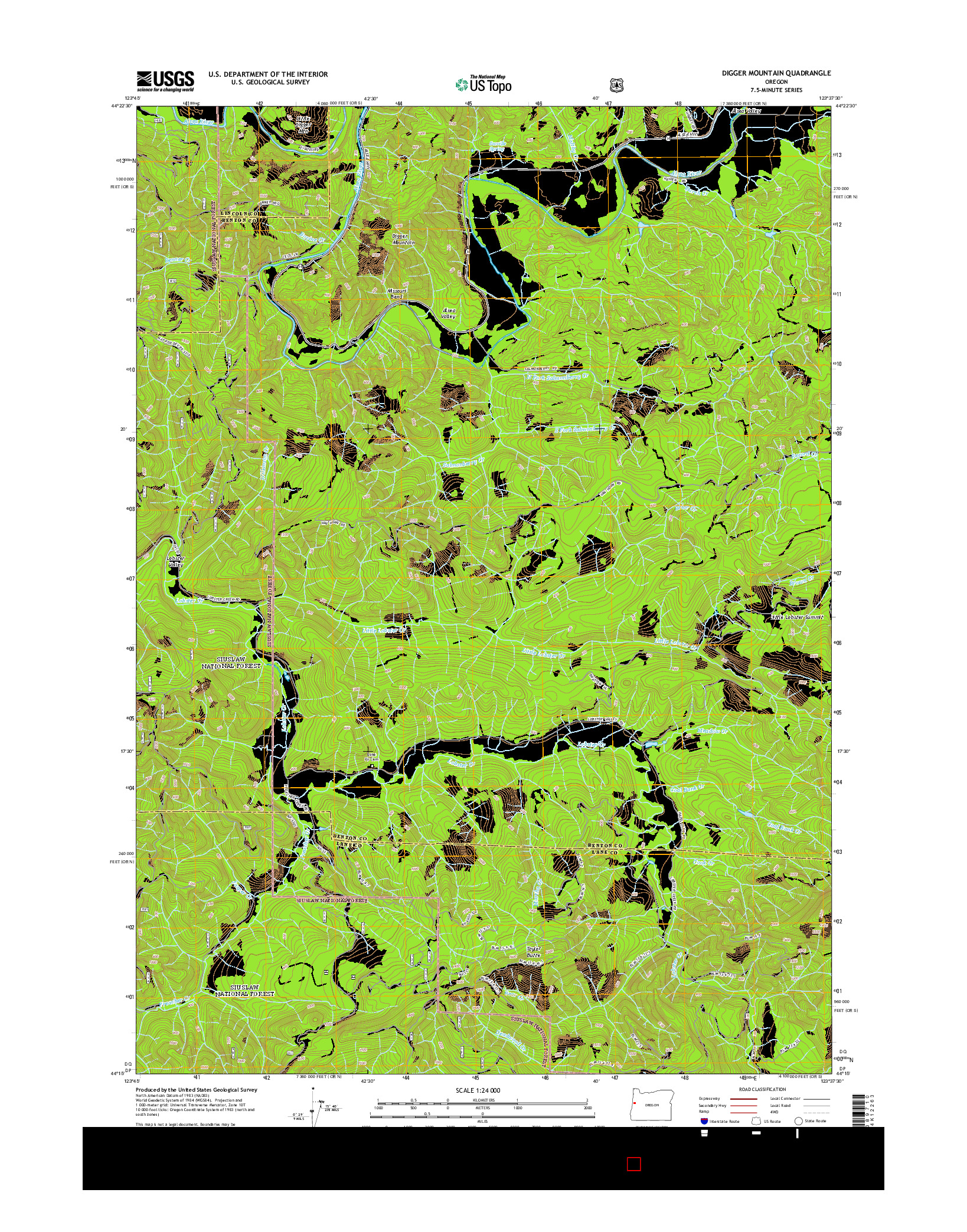 USGS US TOPO 7.5-MINUTE MAP FOR DIGGER MOUNTAIN, OR 2014