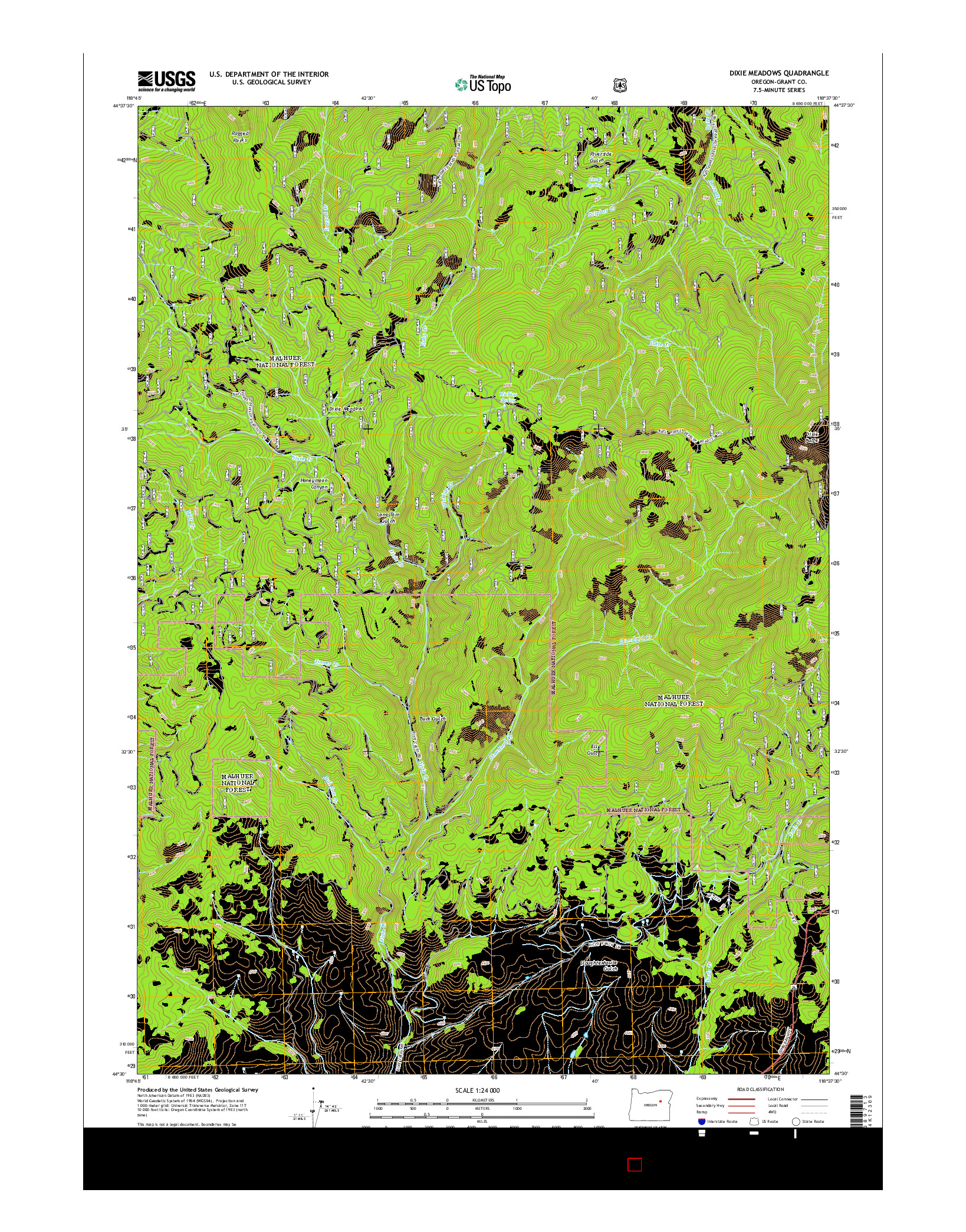 USGS US TOPO 7.5-MINUTE MAP FOR DIXIE MEADOWS, OR 2014