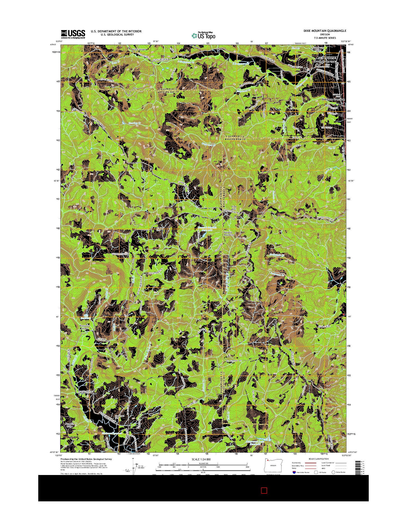 USGS US TOPO 7.5-MINUTE MAP FOR DIXIE MOUNTAIN, OR 2014