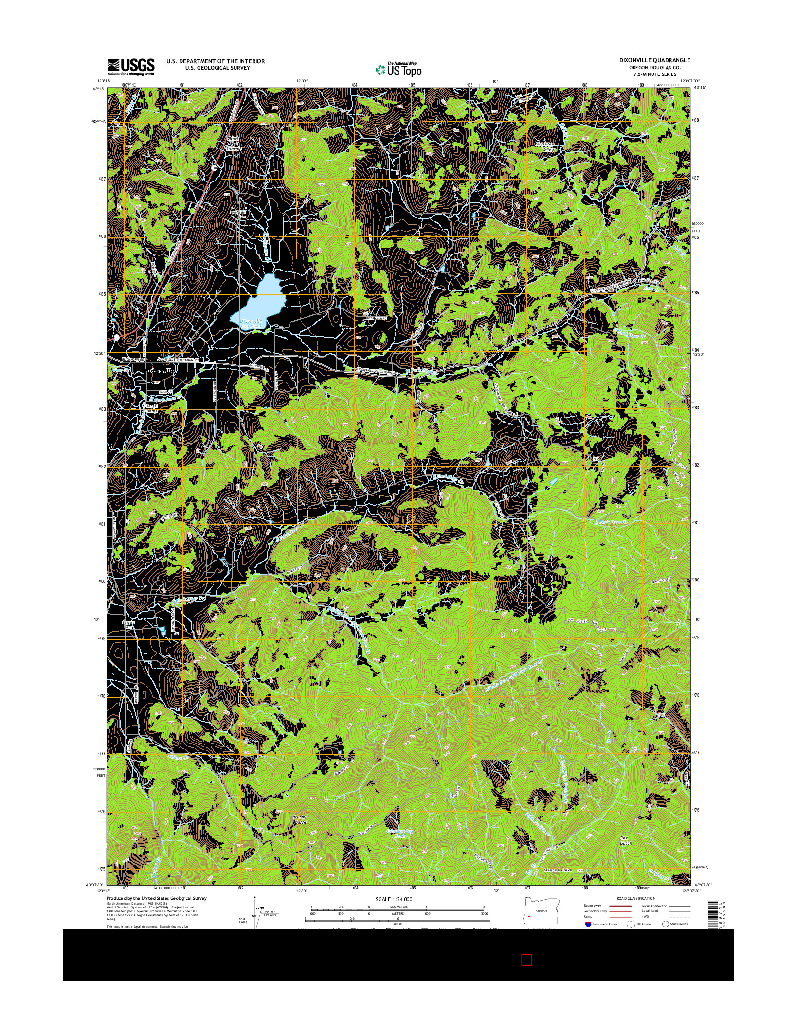 USGS US TOPO 7.5-MINUTE MAP FOR DIXONVILLE, OR 2014