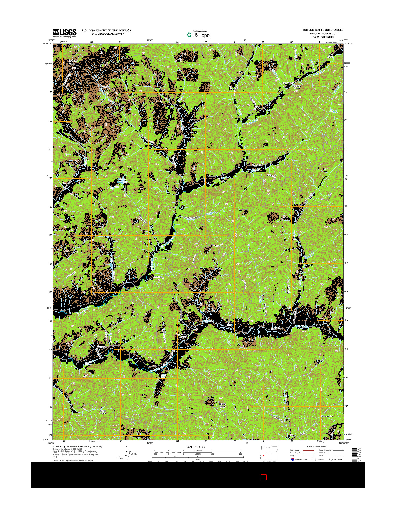 USGS US TOPO 7.5-MINUTE MAP FOR DODSON BUTTE, OR 2014