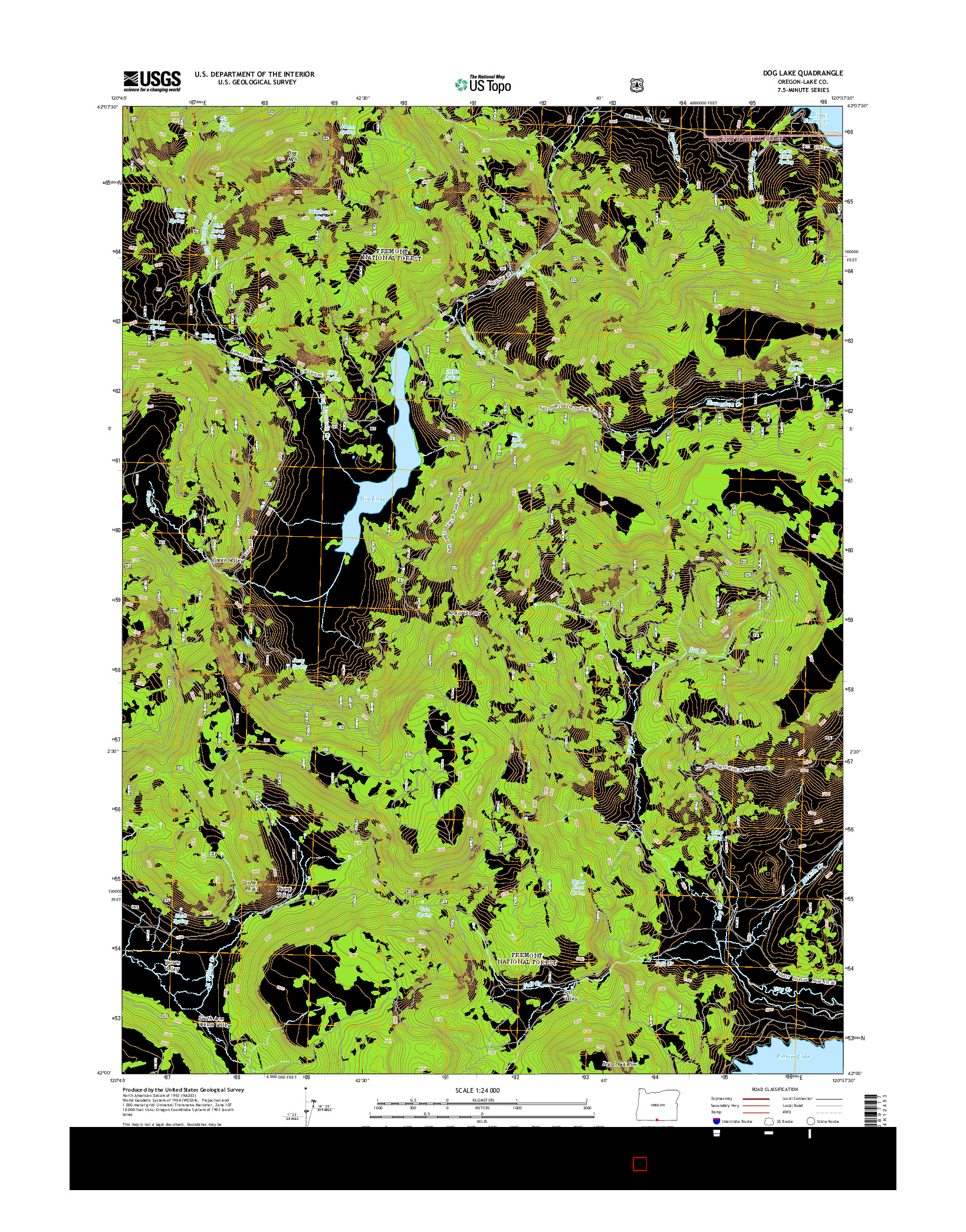 USGS US TOPO 7.5-MINUTE MAP FOR DOG LAKE, OR 2014