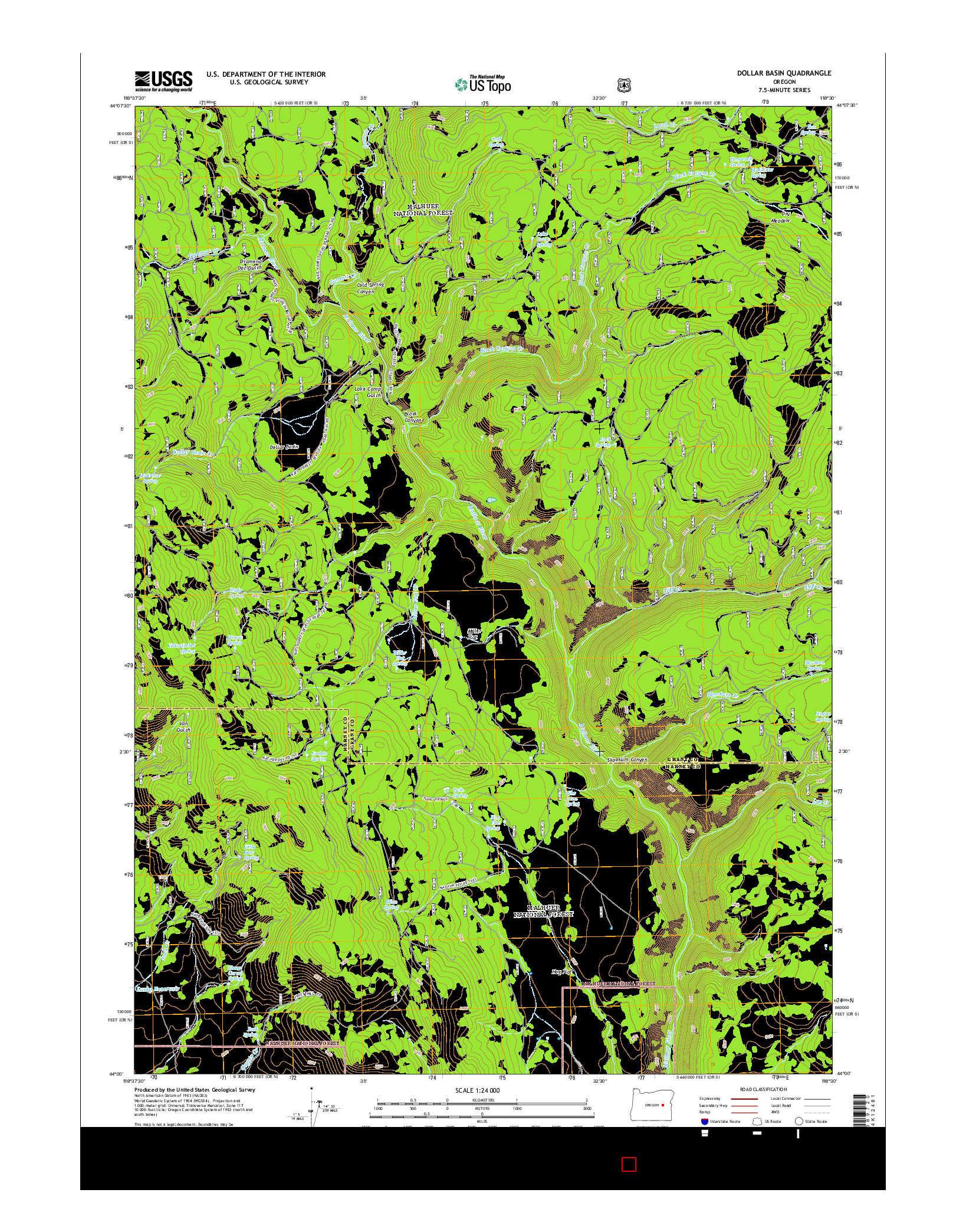 USGS US TOPO 7.5-MINUTE MAP FOR DOLLAR BASIN, OR 2014