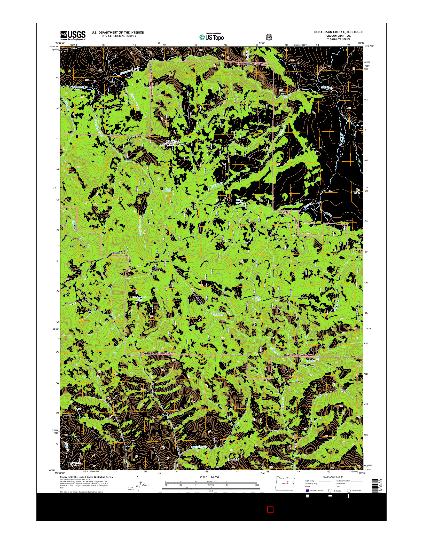 USGS US TOPO 7.5-MINUTE MAP FOR DONALDSON CREEK, OR 2014