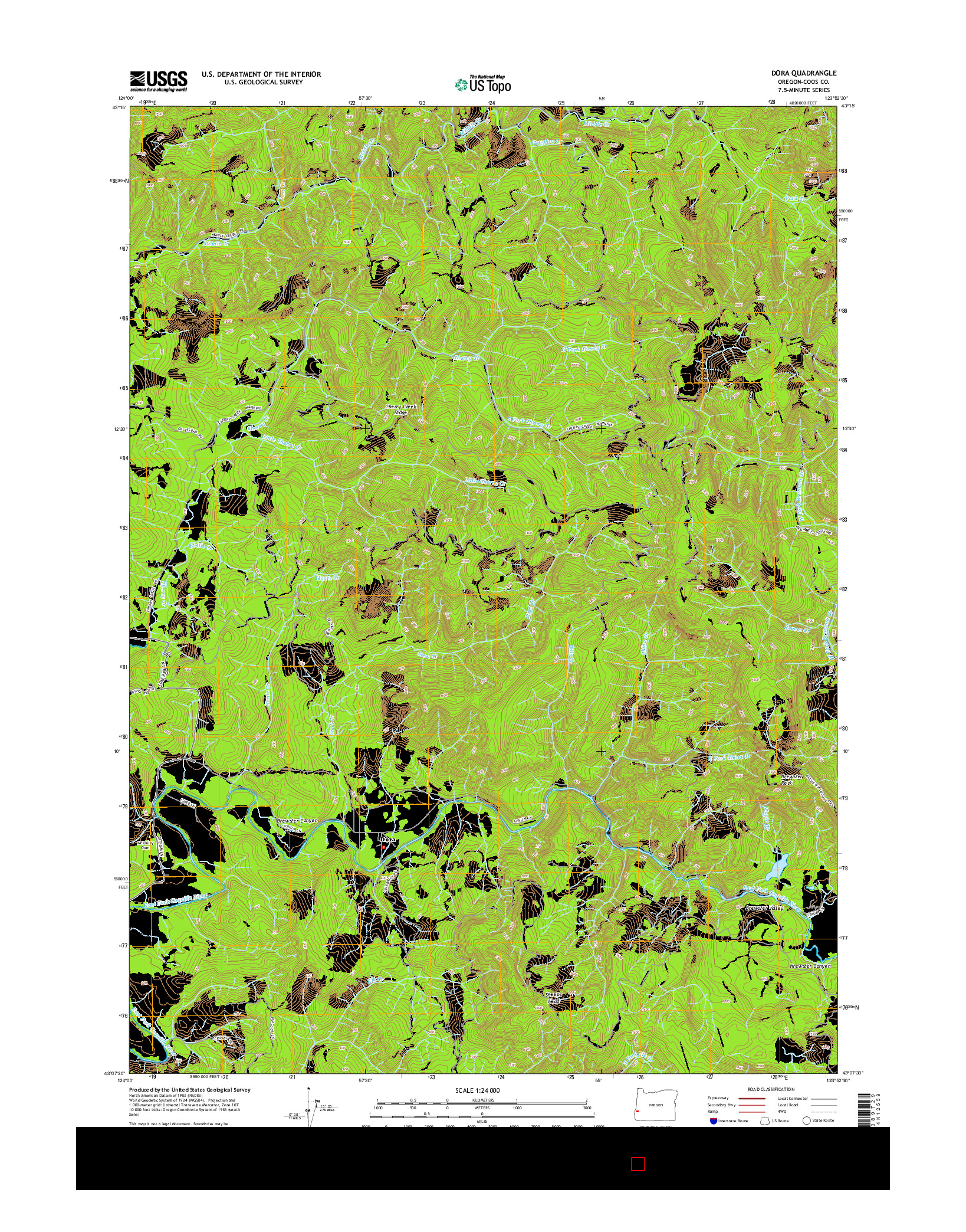 USGS US TOPO 7.5-MINUTE MAP FOR DORA, OR 2014