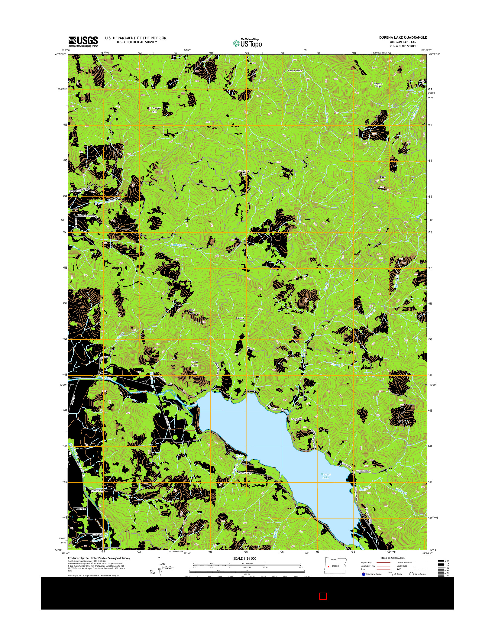 USGS US TOPO 7.5-MINUTE MAP FOR DORENA LAKE, OR 2014